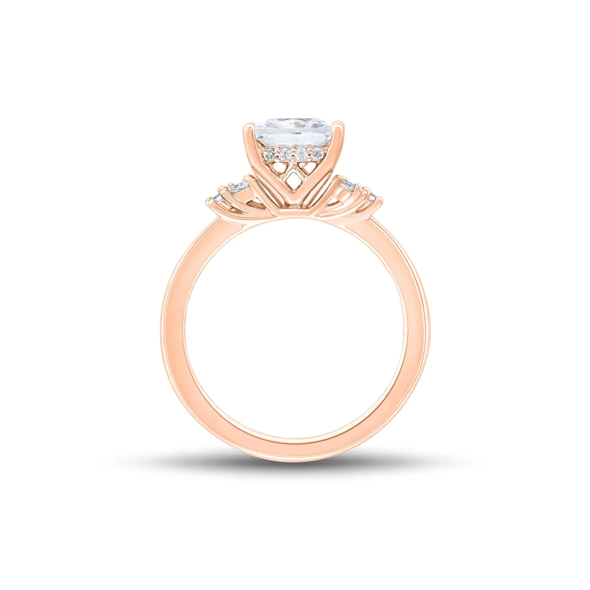 2 1/4 CT. Tw. Princess-Cut Lab Grown Diamond Ring 14K Rose Gold Round Brilliant Cut Size 5.5 1mm - Image 2