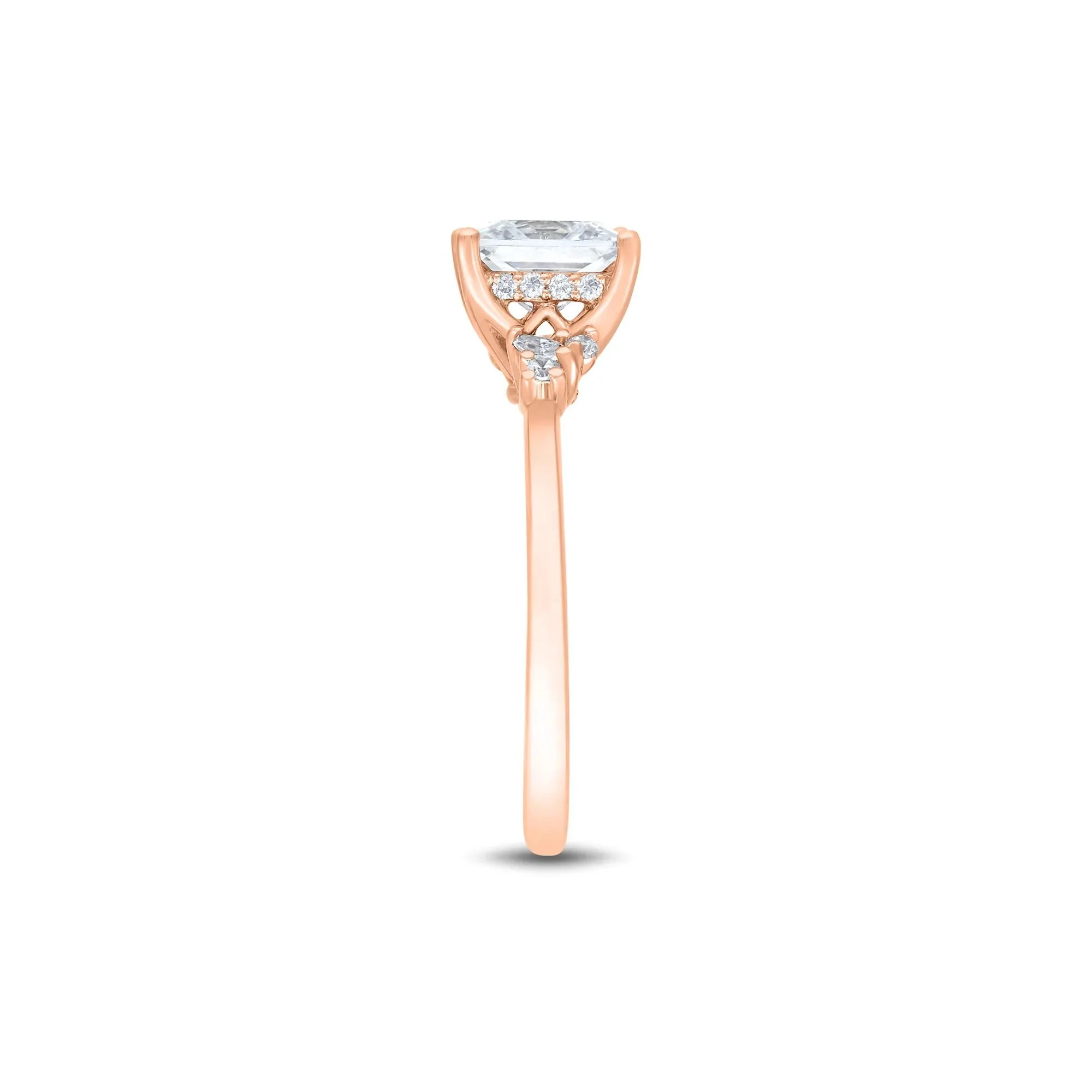2 1/4 CT. Tw. Princess-Cut Lab Grown Diamond Ring 14K Rose Gold Round Brilliant Cut Size 6.5 1mm - Image 3