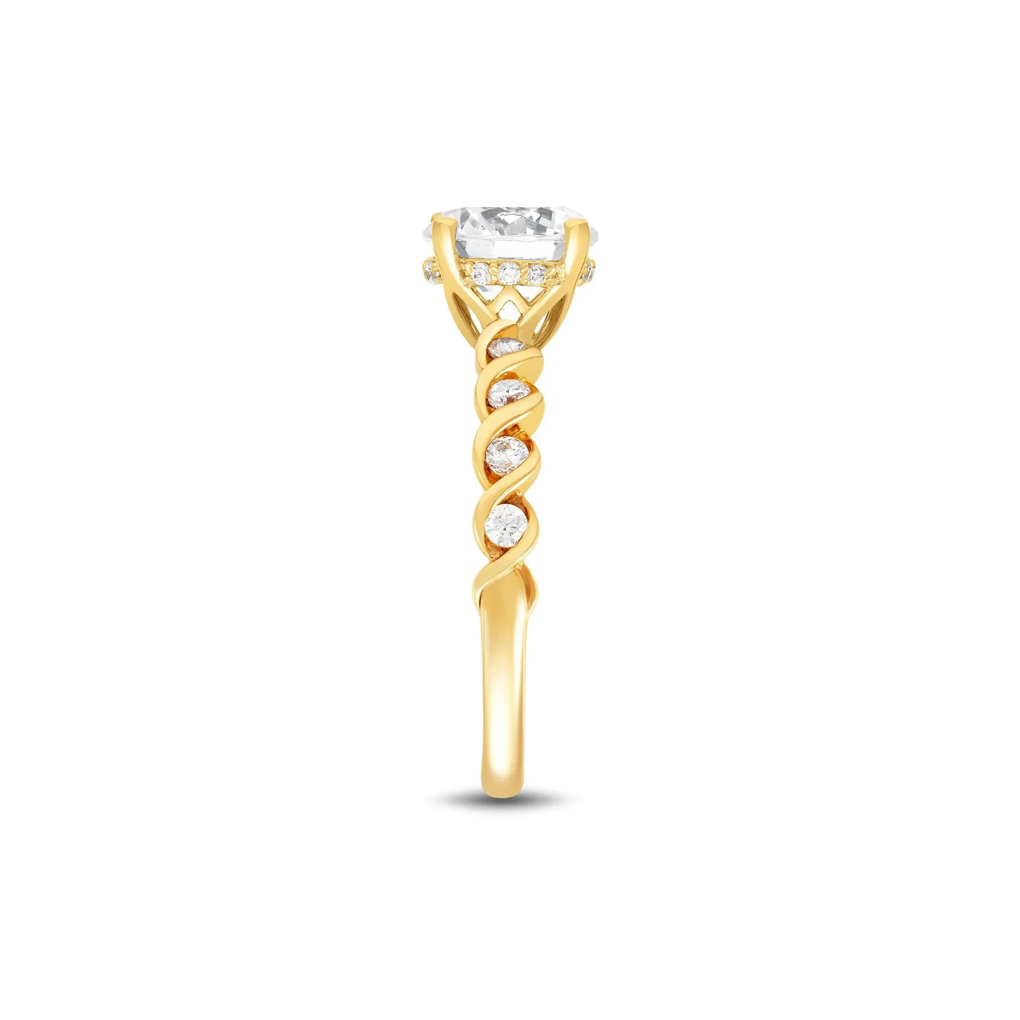 1 3/4 CT. Tw. Round Lab Grown Diamond Twist Shank Engagement Ring 14K Yellow Gold Size 7 1.5mm - Image 3