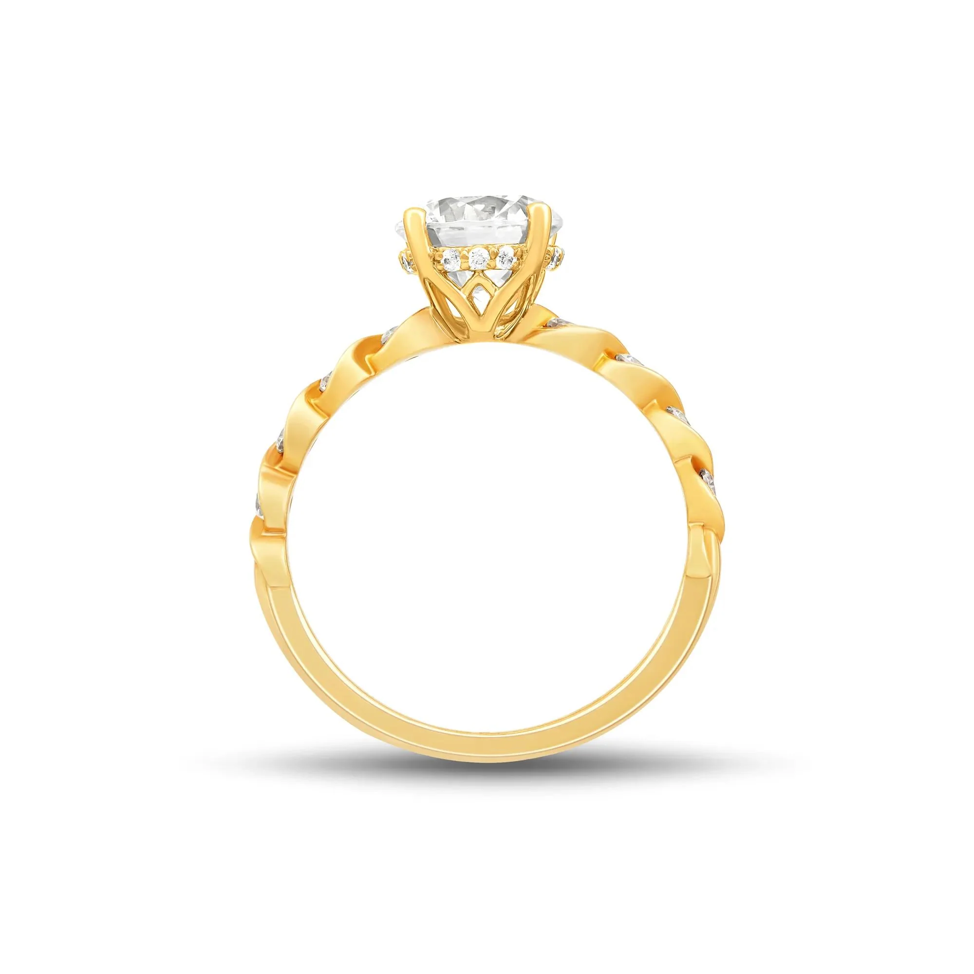 1 3/4 CT. Tw. Round Lab Grown Diamond Twist Shank Engagement Ring 14K Yellow Gold Size 8.5 1.5mm - Image 2