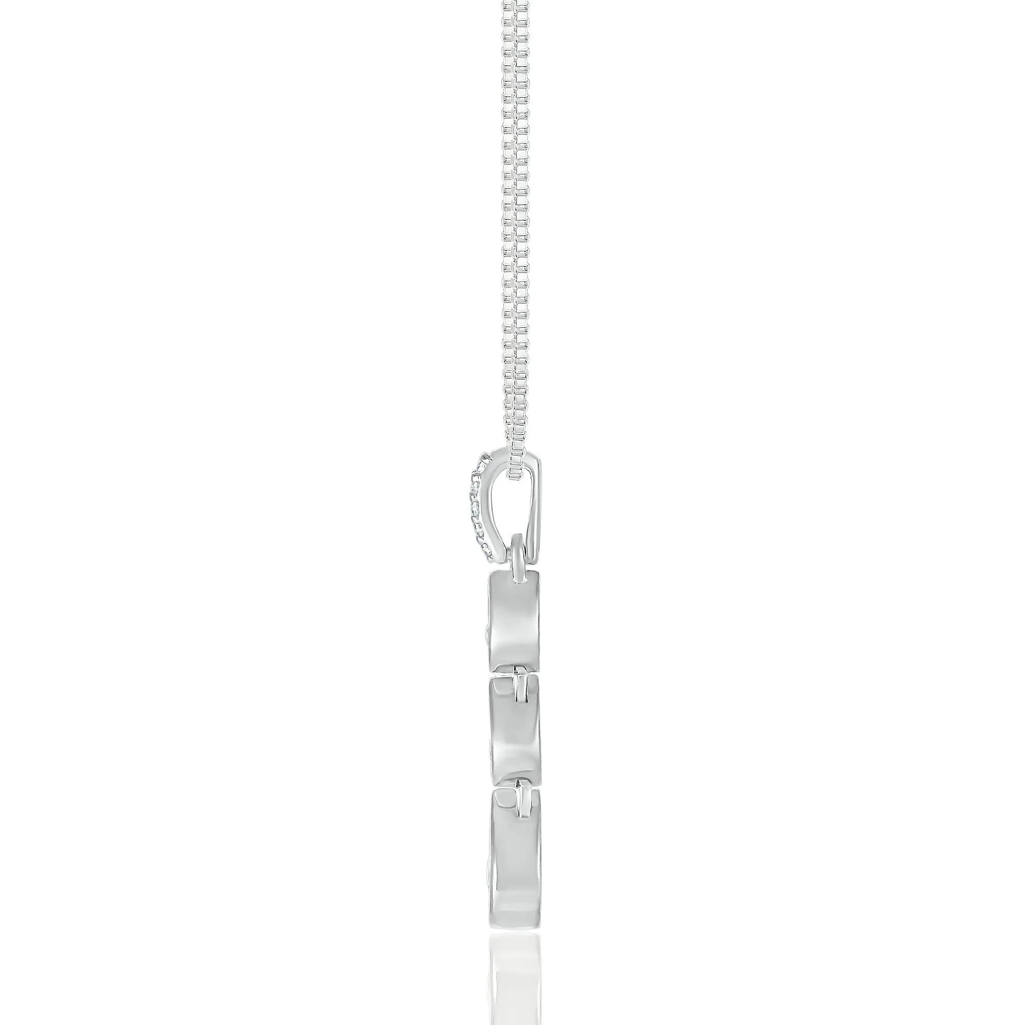 Diamond Accent Drop Pendant Necklace .925 Sterling Silver White Size 18" - Image 2