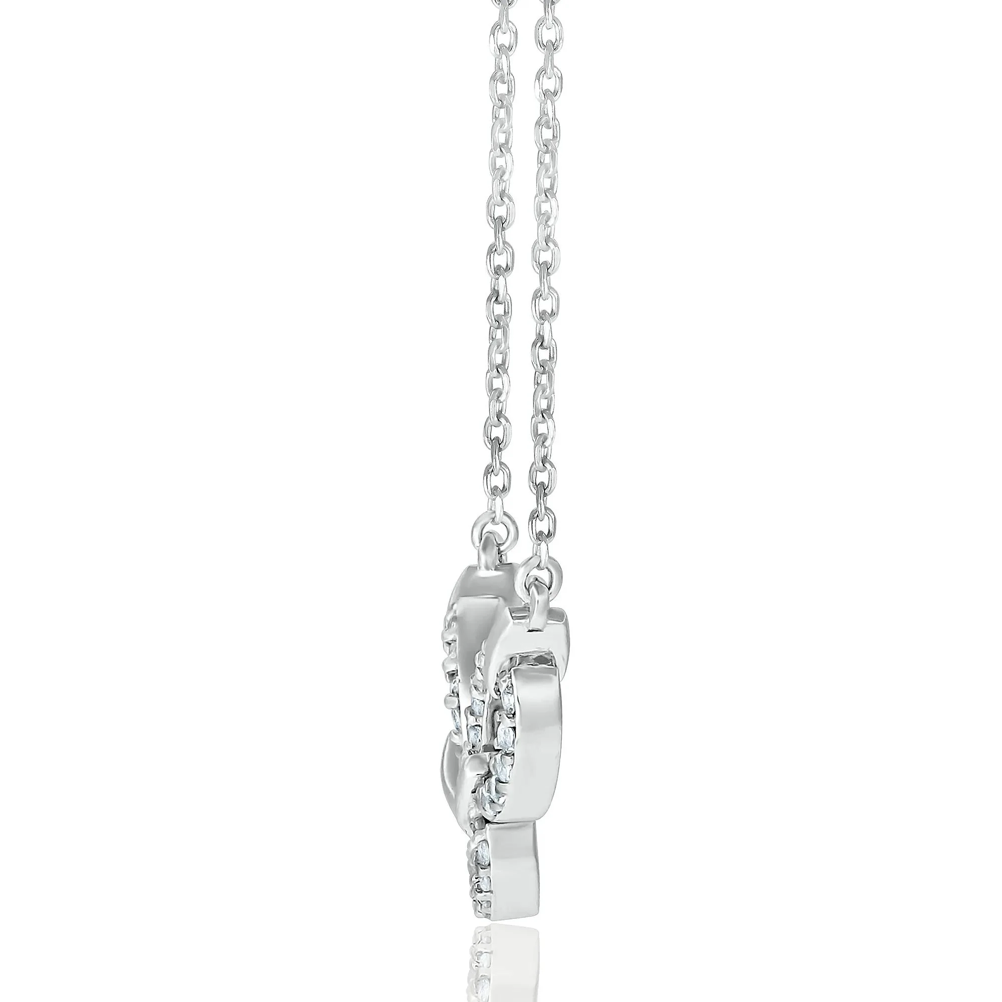 1/5 CT. Tw. Diamond Oval Link Frontal Necklace .925 Sterling Silver White Size 18" - Image 2