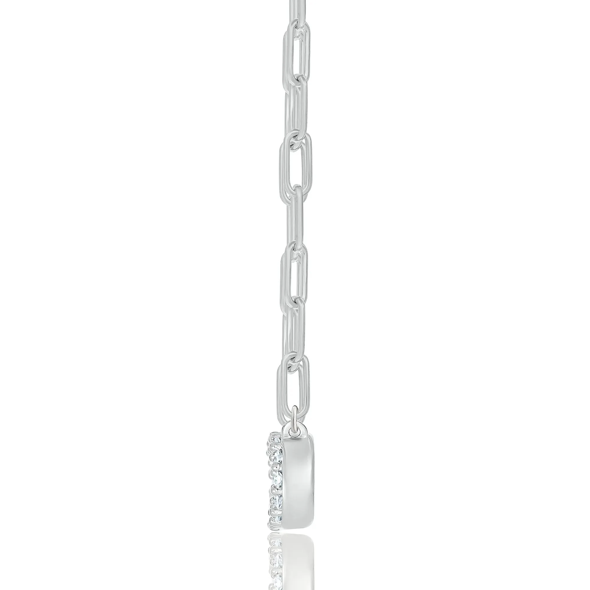 1/5 CT. Tw. Diamond Paperclip Pendant Necklace .925 Sterling Silver White Size 17.5" - Image 2