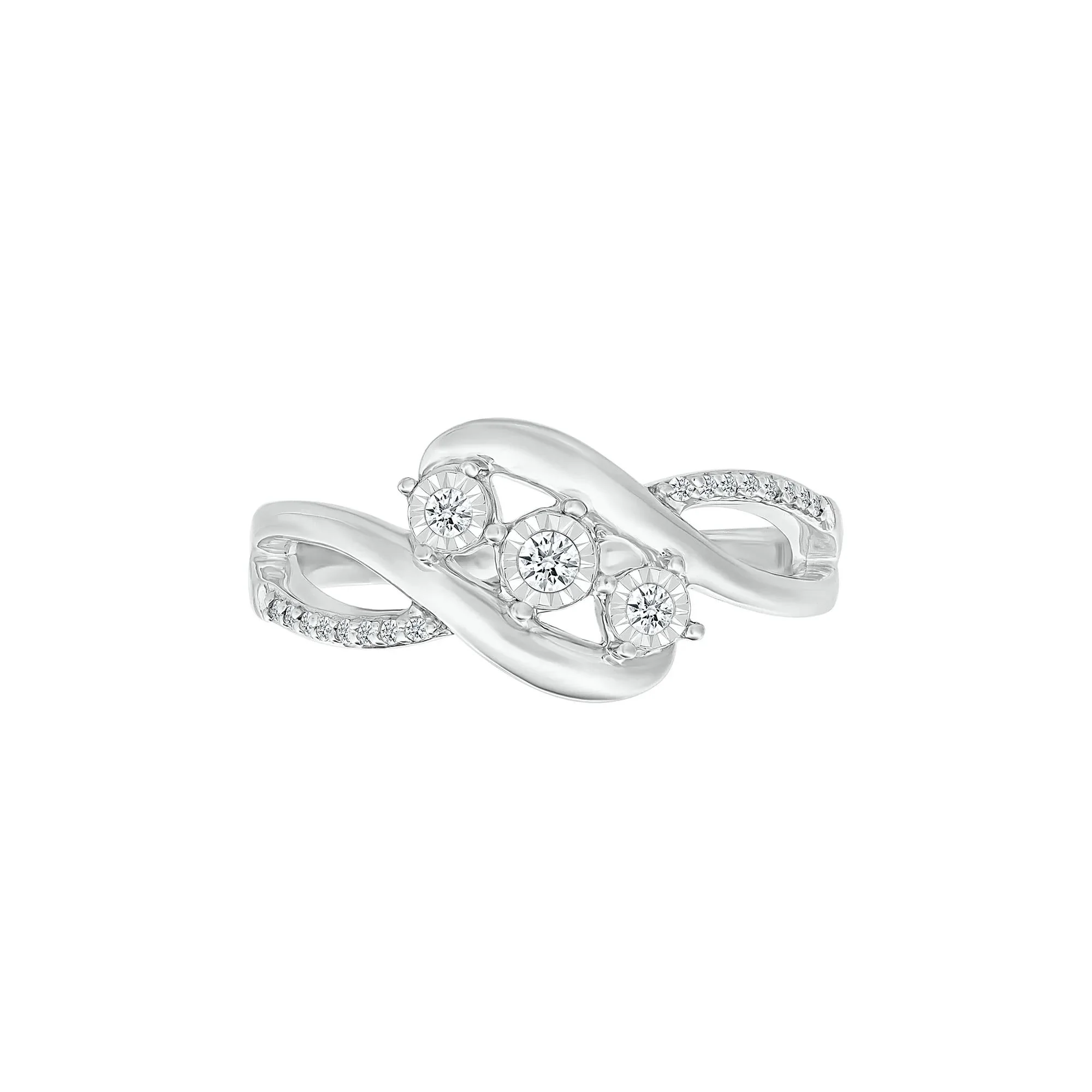 1/8 CT. Tw. Diamond Promise Ring 10K White Gold Round Brilliant Cut Size 9 - Image 5