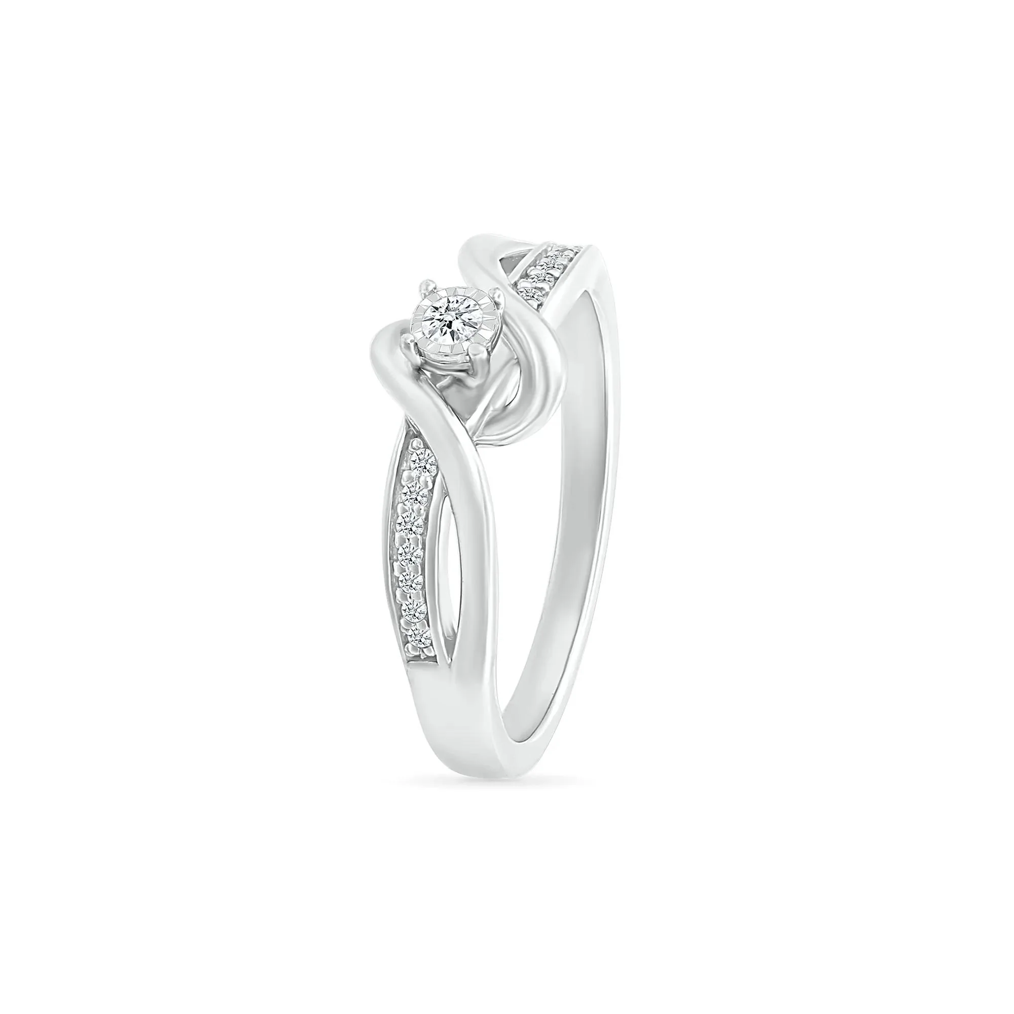 1/8 CT. Tw. Diamond Twist Promise Ring 10K White Gold Round Brilliant Cut Size 7.5 - Image 4