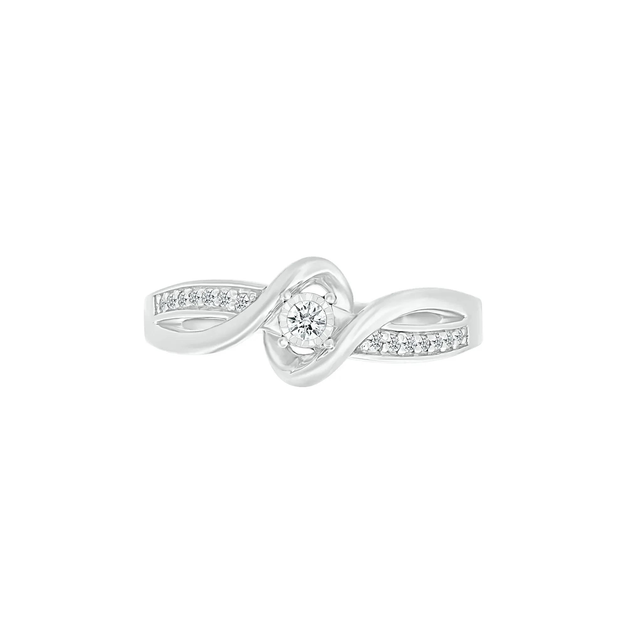 1/8 CT. Tw. Diamond Twist Promise Ring 10K White Gold Round Brilliant Cut Size 7.5 - Image 5