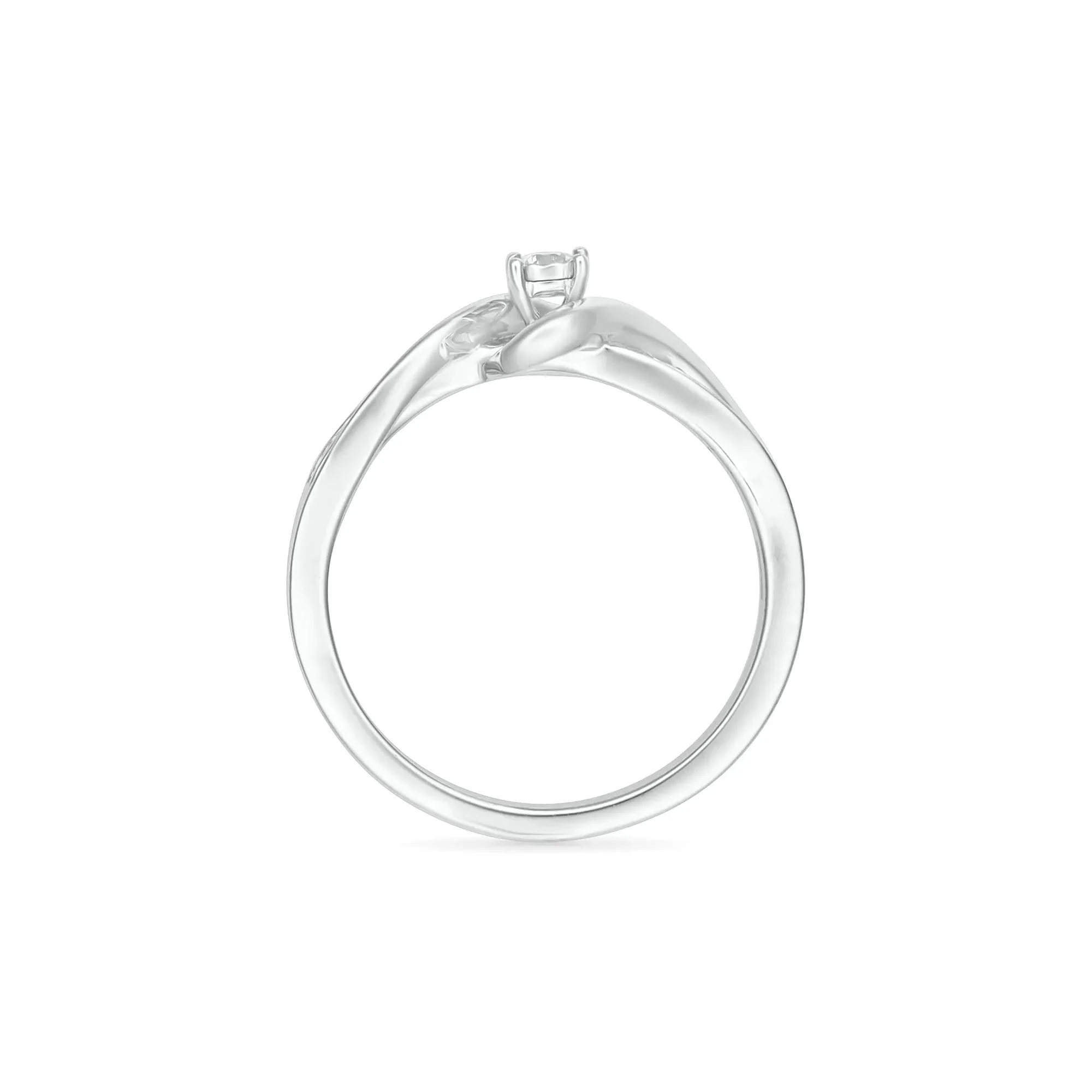 1/8 CT. Tw. Diamond Twist Promise Ring 10K White Gold Round Brilliant Cut Size 8.5 - Image 2