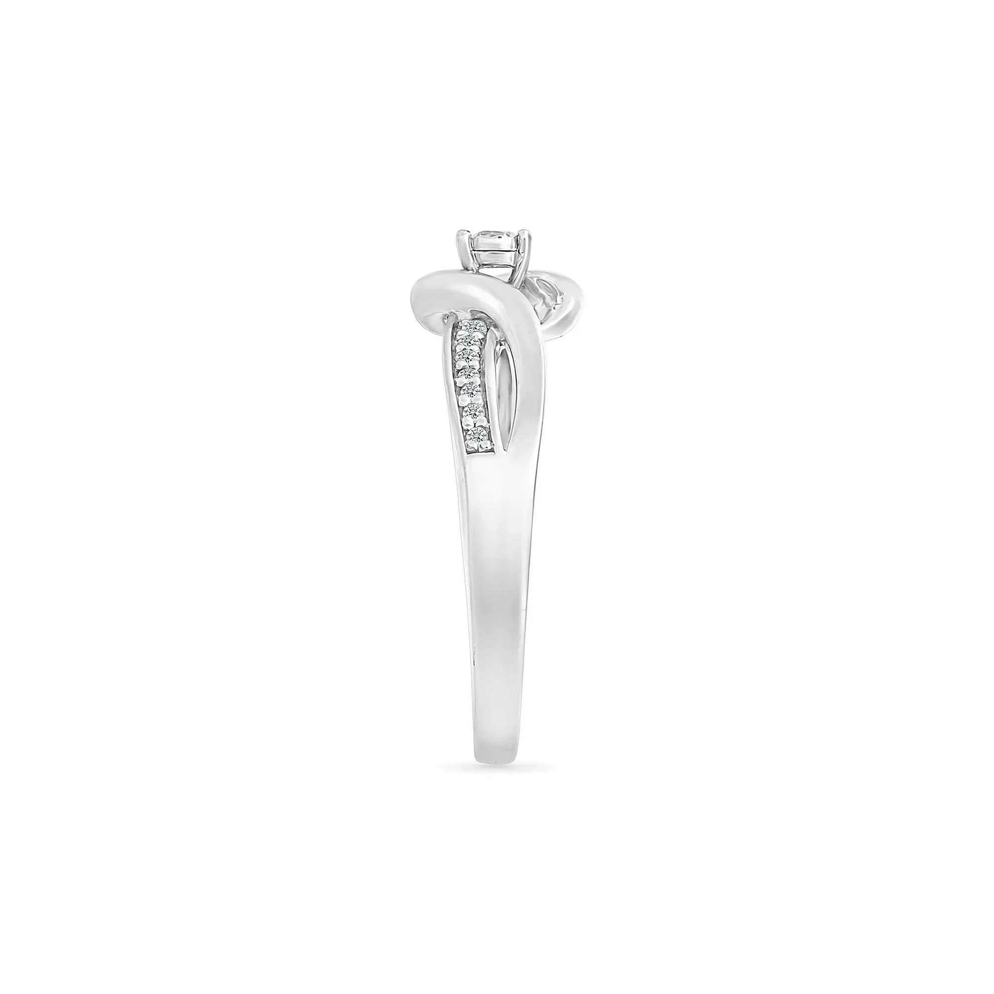 1/8 CT. Tw. Diamond Twist Promise Ring 10K White Gold Round Brilliant Cut Size 9 - Image 3