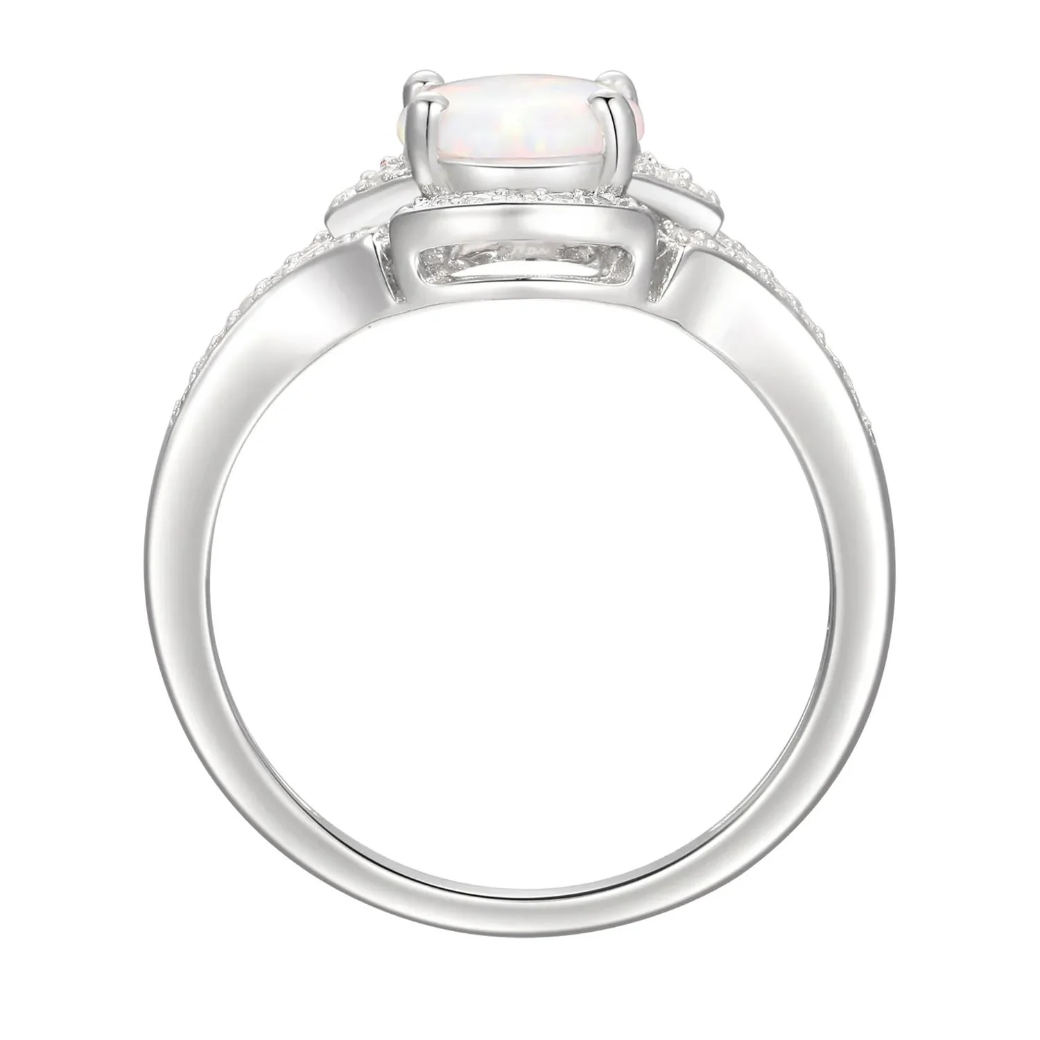 Oval Opal & Lab Created White Sapphire Earring Pendant Necklace & Ring Set .925 Sterling Silver Size 7 - Image 7