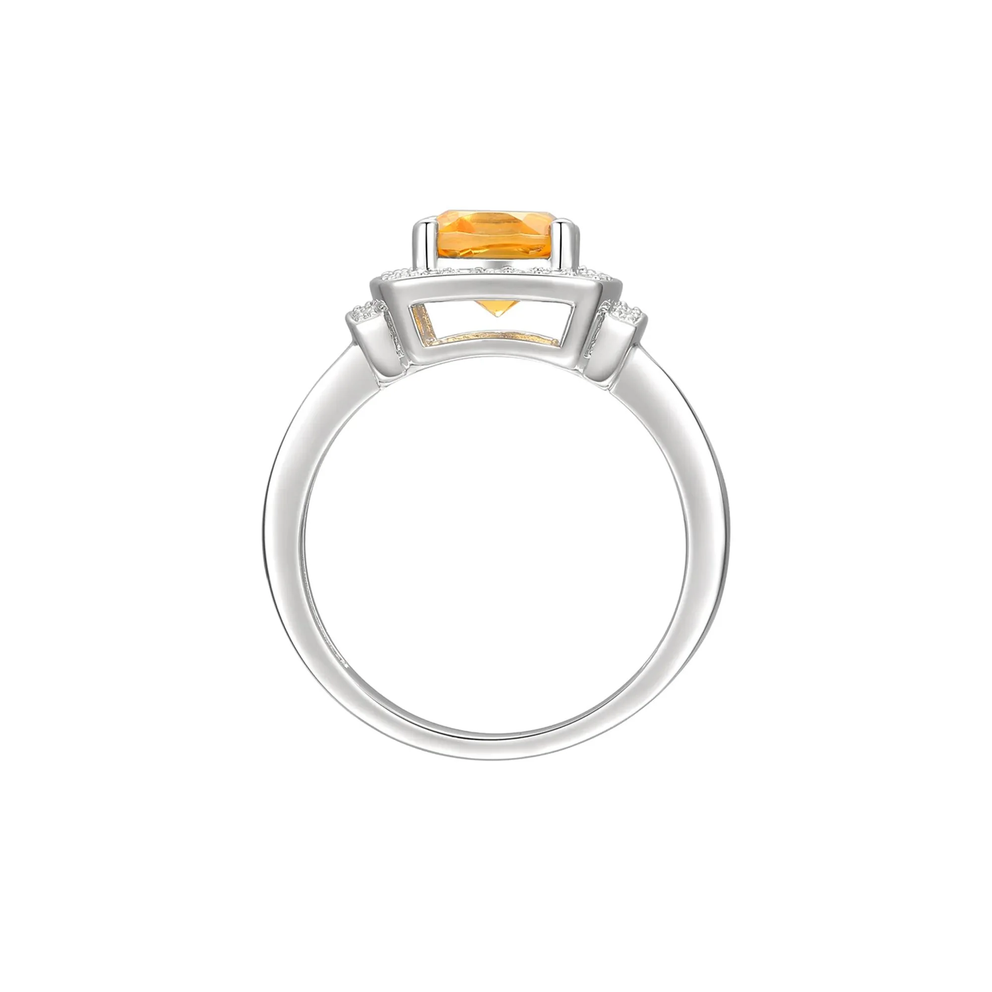 Cushion-Cut Citrine & Lab Created White Sapphire Earring Pendant Necklace & Ring Set .925 Sterling Silver Size 8 - Image 3