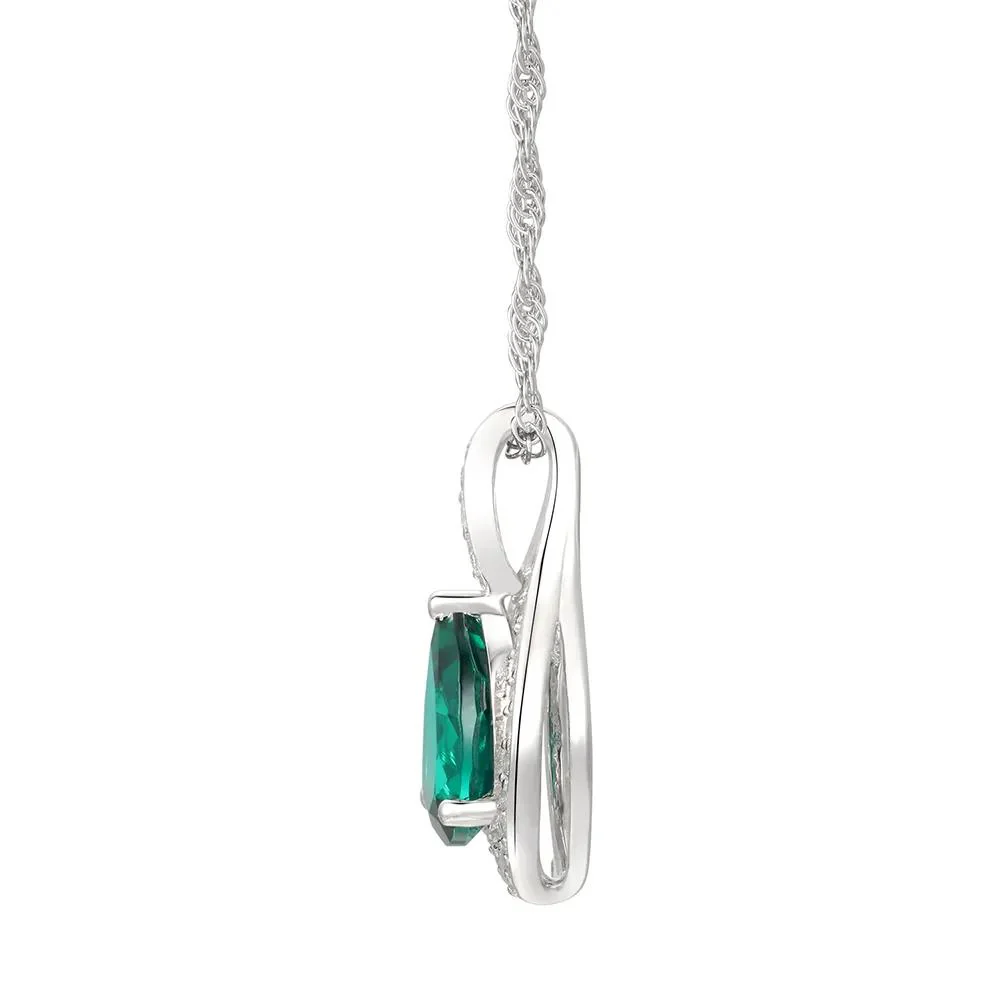 Pear-Shaped Lab Created Emerald Earring Pendant Necklace & Ring Set .925 Sterling Silver White Size 6.5 - Image 6