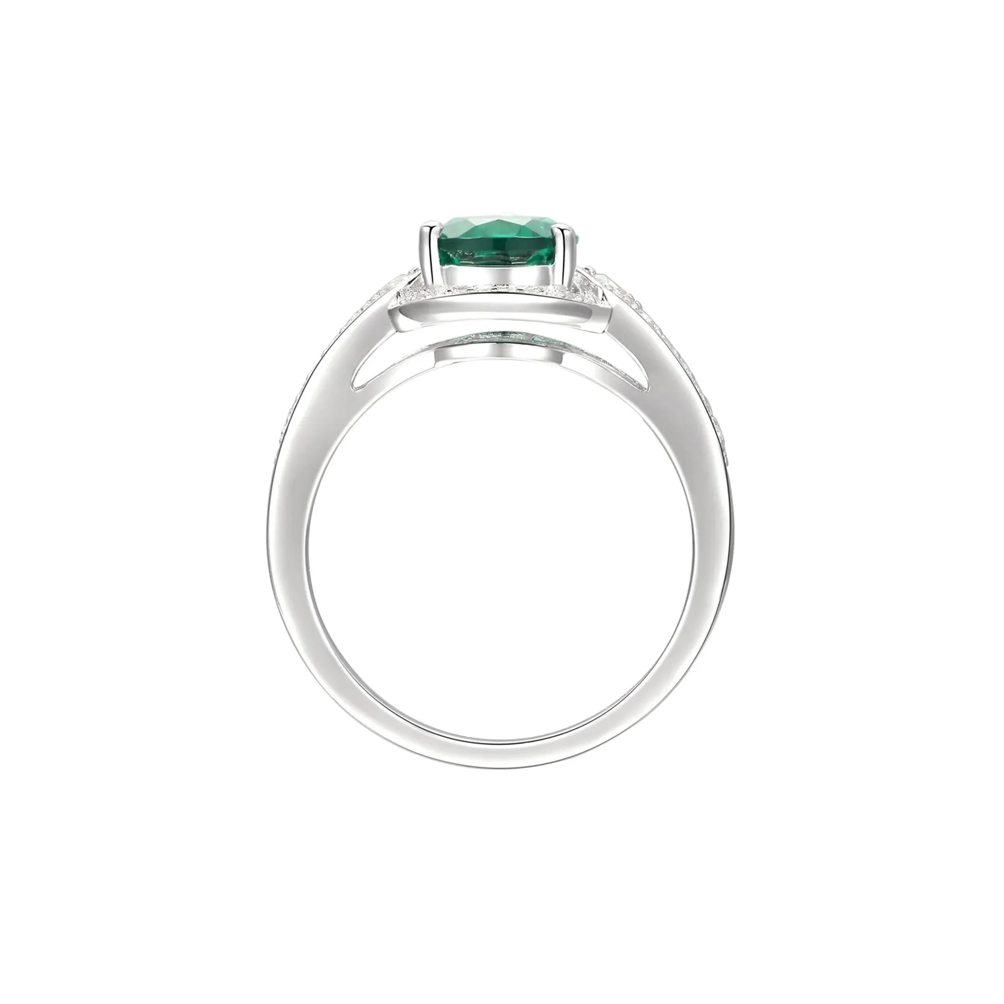 Pear-Shaped Lab Created Emerald Earring Pendant Necklace & Ring Set .925 Sterling Silver White Size 7.5 - Image 3