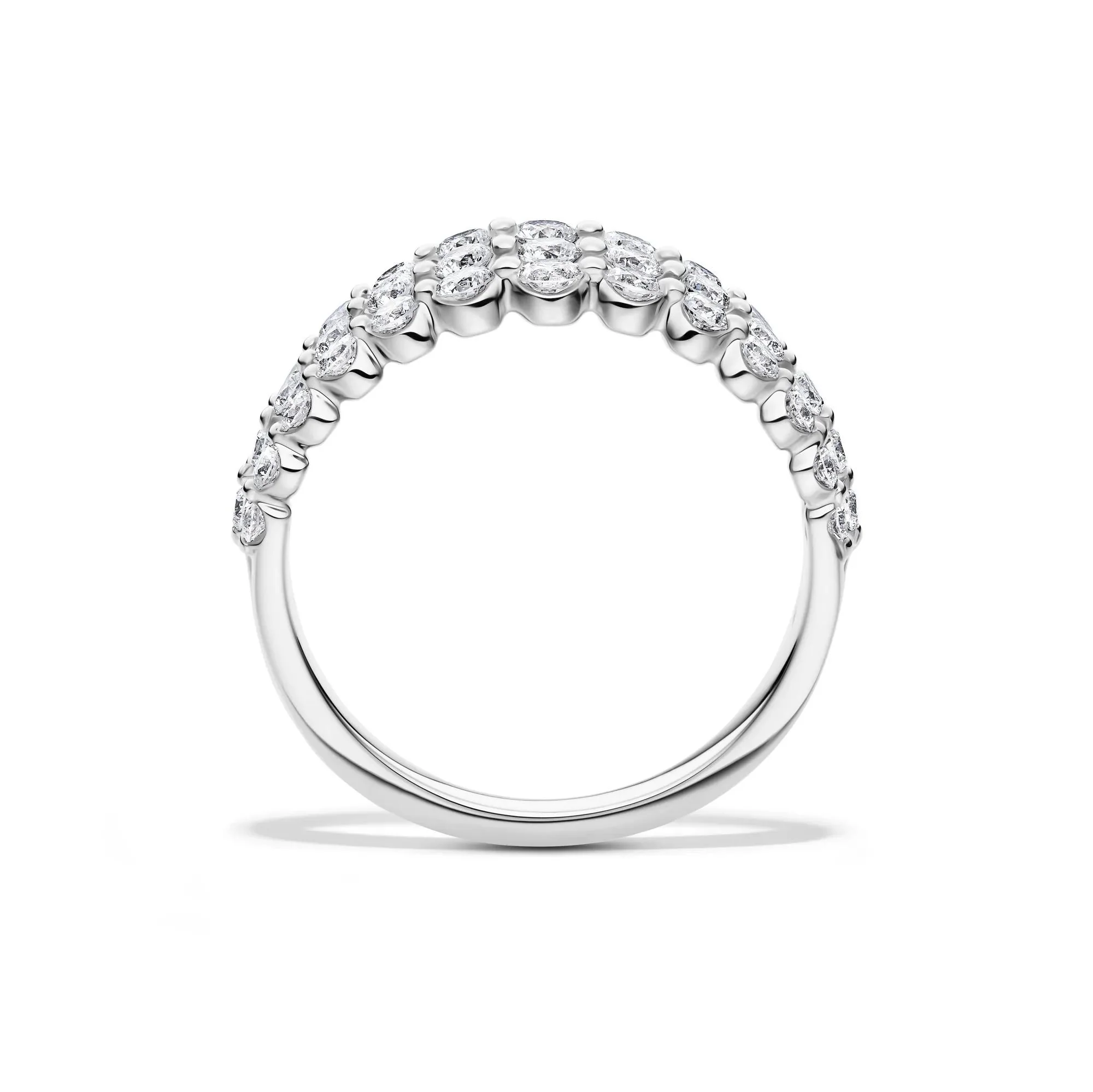 1 CT. Tw. Lab Grown Diamond Three-Row Anniversary Band Ring 10K White Gold Round Brilliant Cut Size 5.5 1mm - Image 2