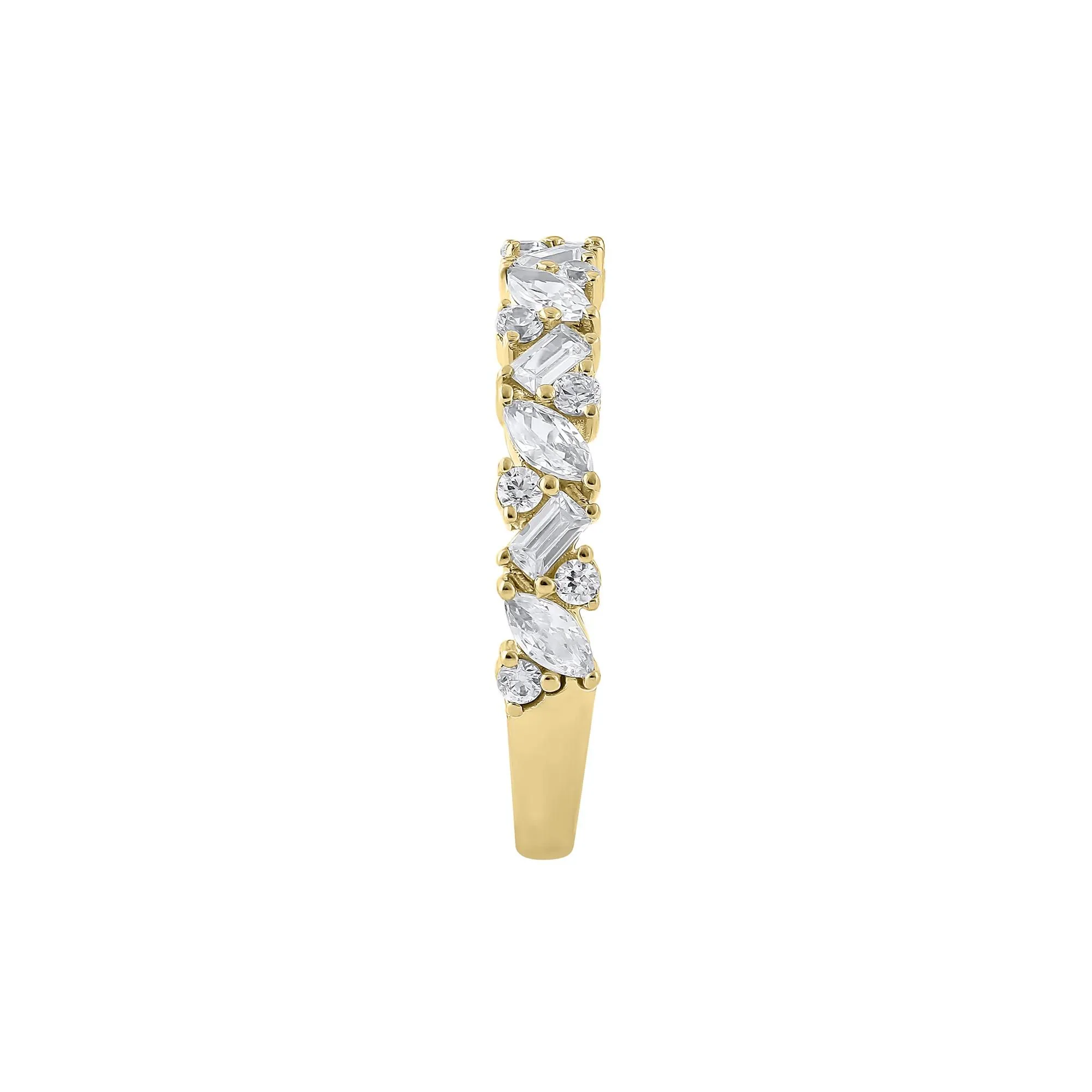 3/4 CT. Tw. Lab Grown Diamond Anniversary Band Ring 14K Yellow Gold Round Brilliant Cut Size 7.5 3mm - Image 3