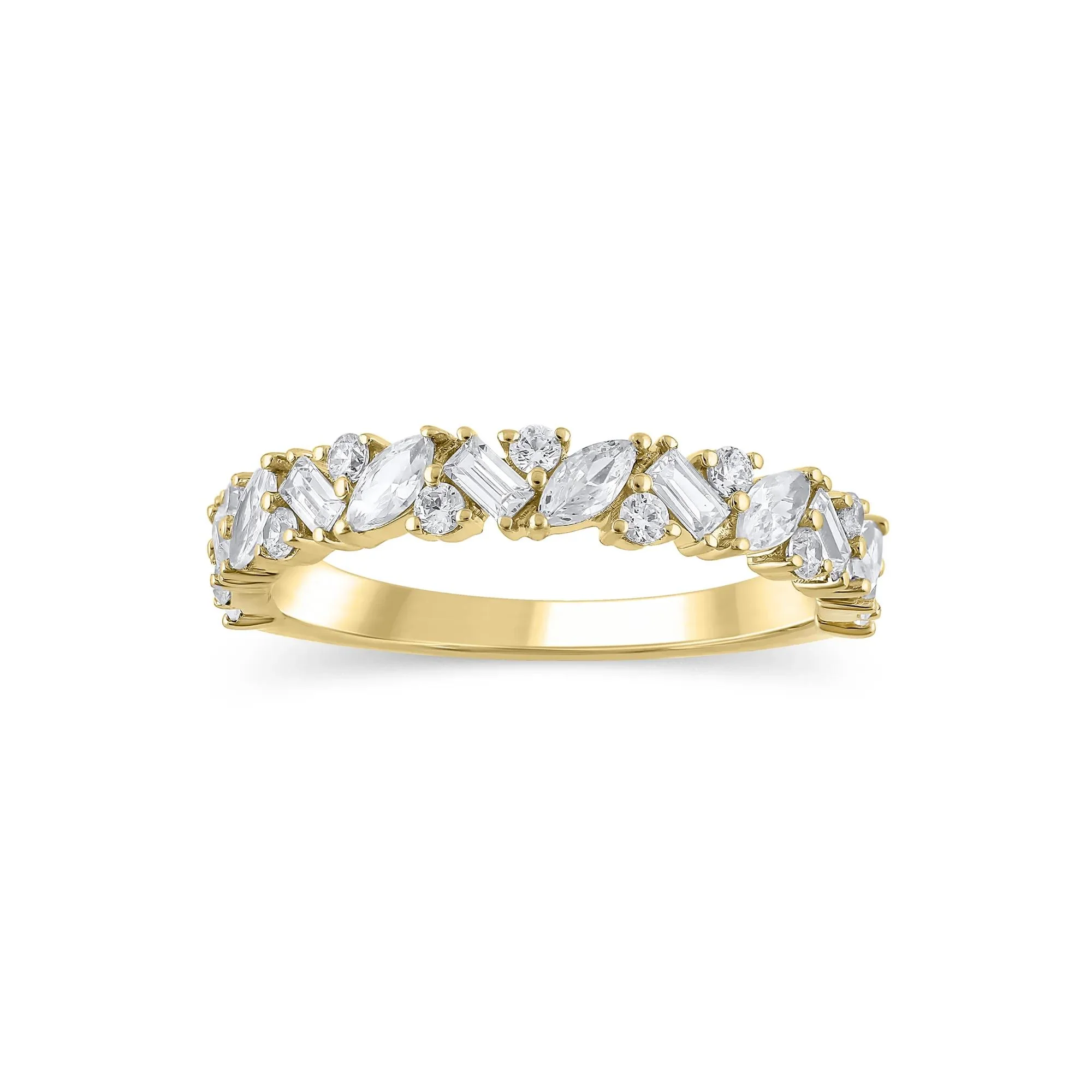 3/4 CT. Tw. Lab Grown Diamond Anniversary Band Ring 14K Yellow Gold Round Brilliant Cut Size 8 3mm