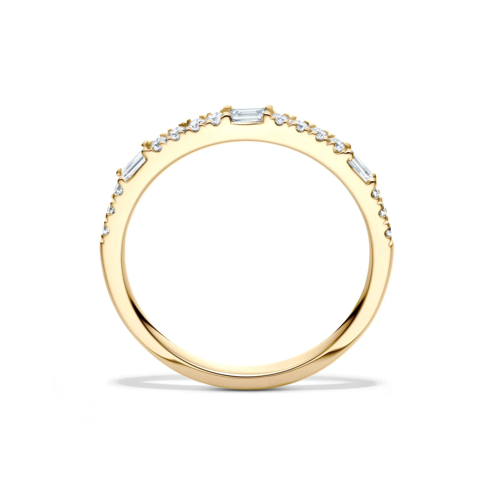 Lab Grown Diamond Round & Baguette Stack Band Ring 10K Yellow Gold (1/5 CT. T.w) Size 7.5 1mm - Image 2