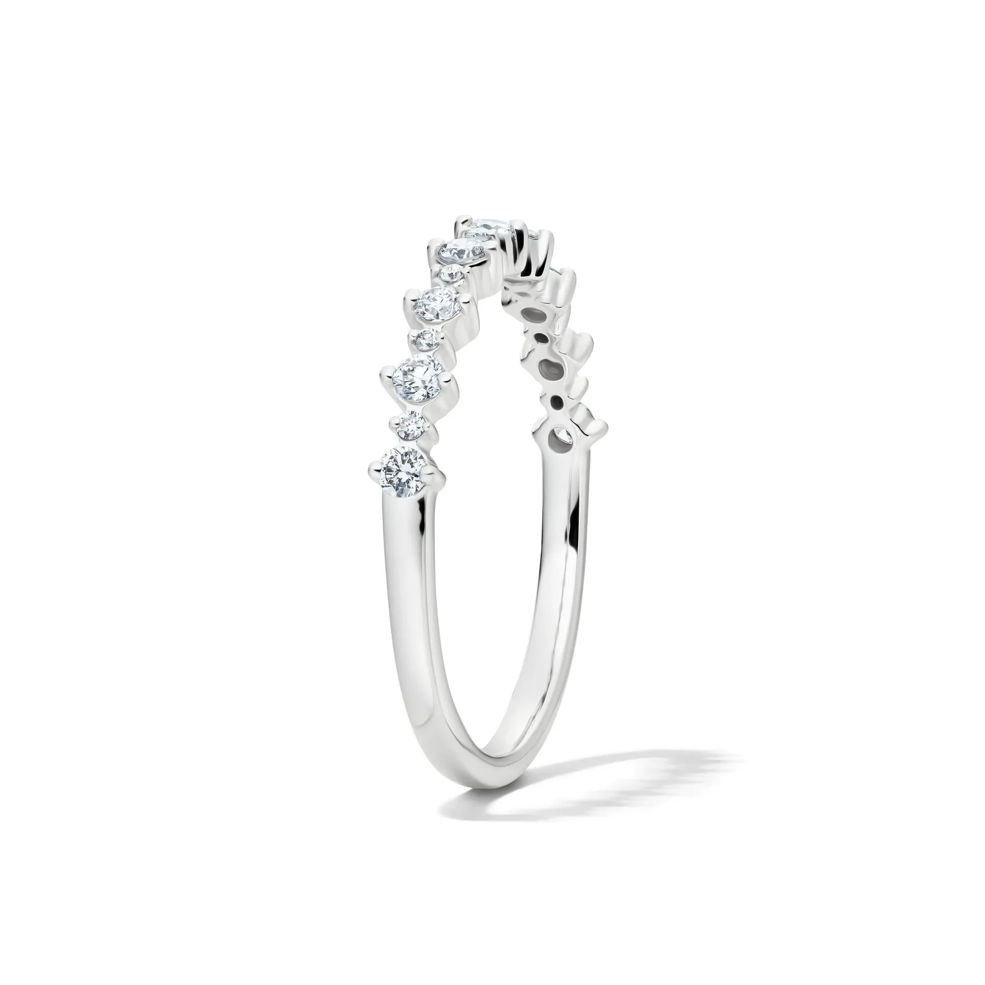 1/4 CT. Tw. Lab Grown Diamond Prong Stack Band Ring 10K White Gold Round Brilliant Cut Size 7 1mm - Image 3