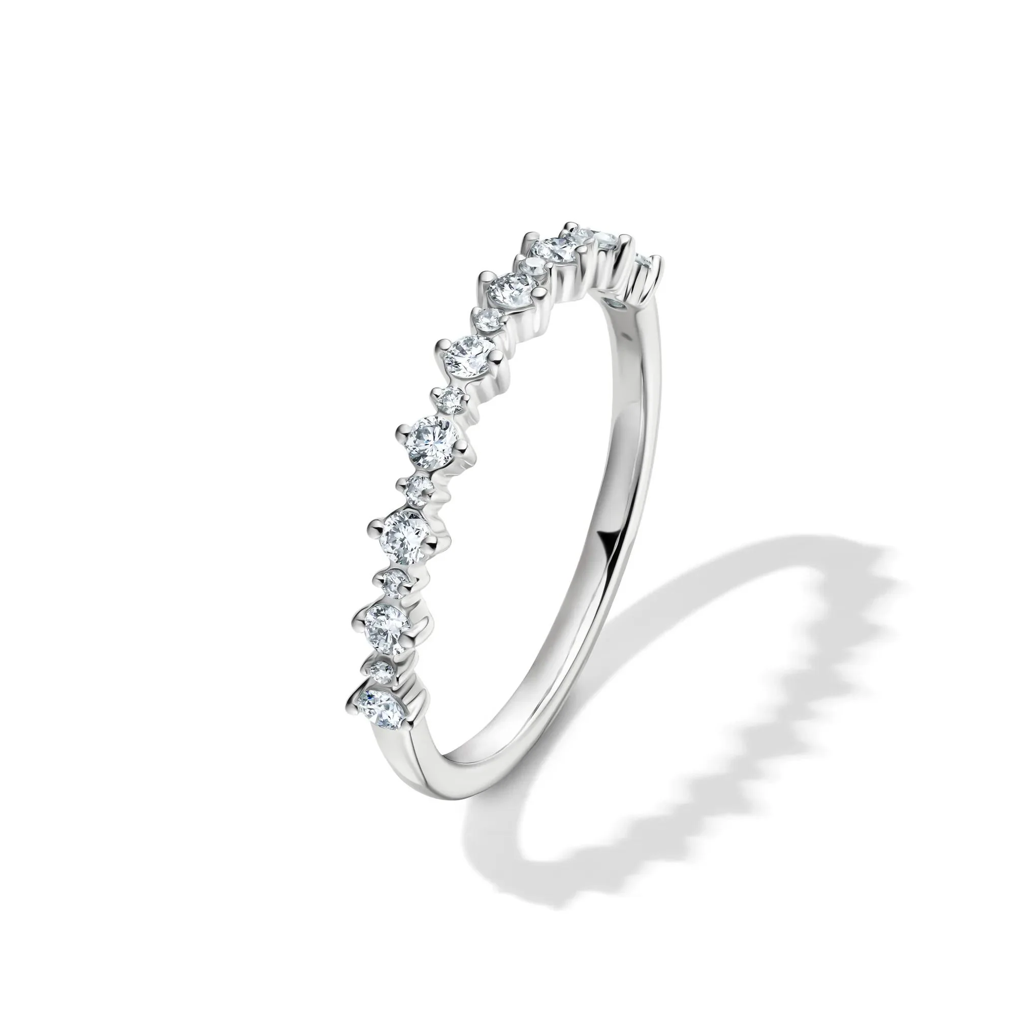 1/4 CT. Tw. Lab Grown Diamond Prong Stack Band Ring 10K White Gold Round Brilliant Cut Size 8 1mm - Image 4