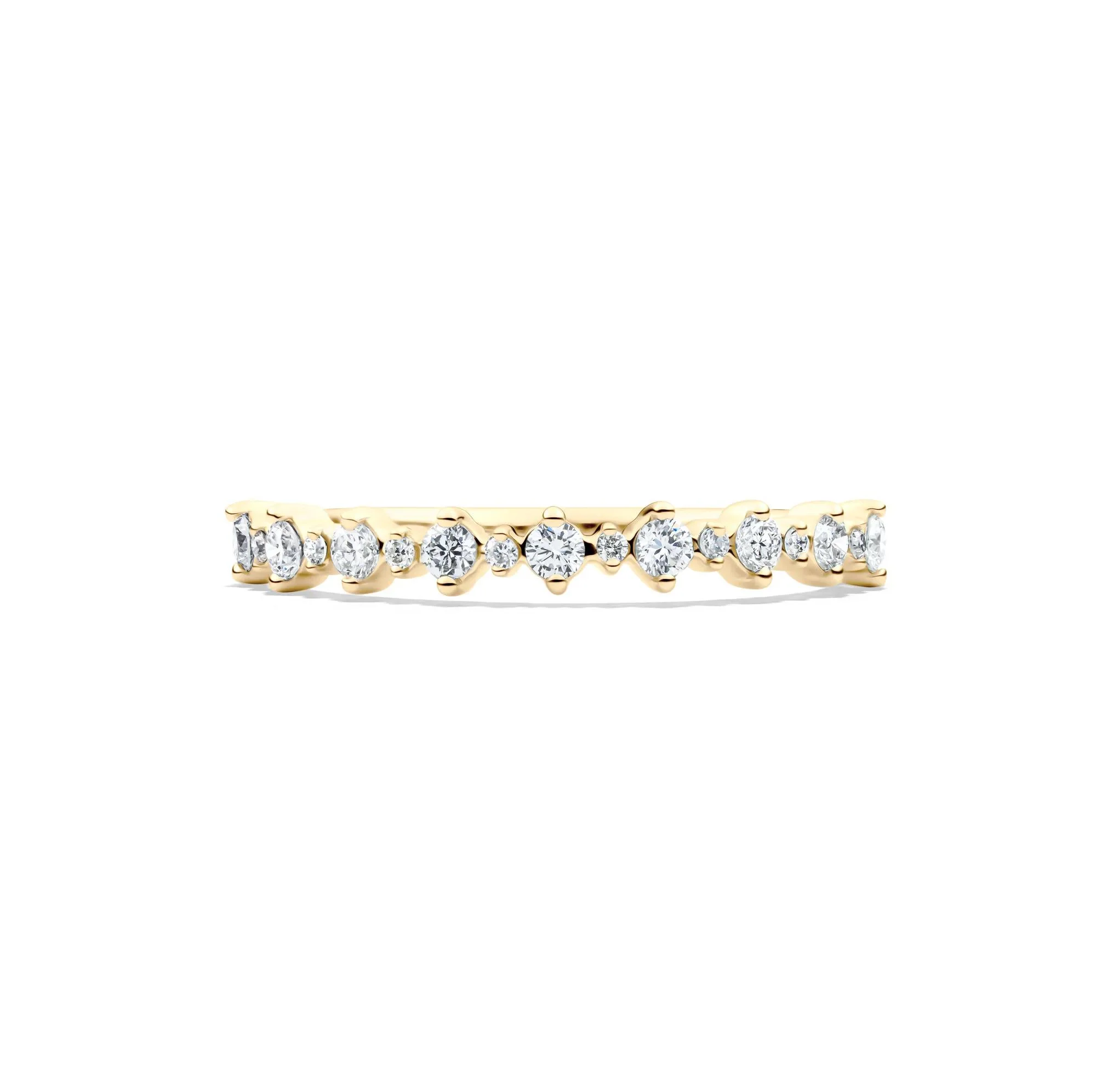 1/4 CT. Tw. Lab Grown Diamond Prong Stack Band Ring 10K Yellow Gold Round Brilliant Cut Size 6.5 1mm