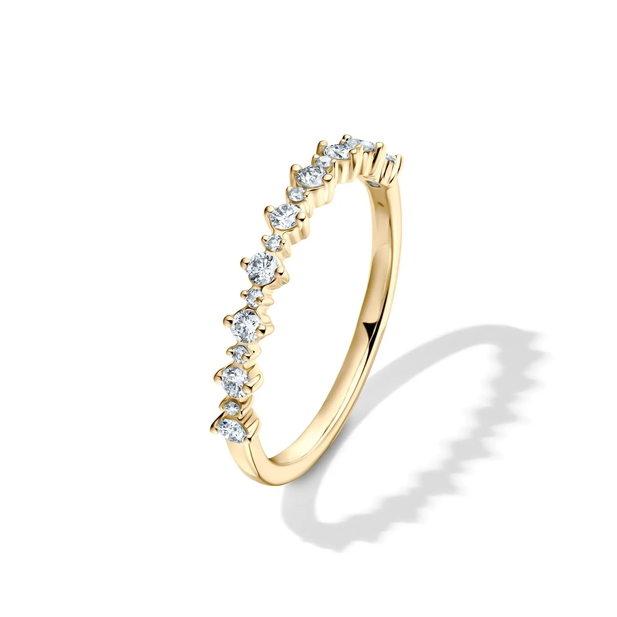 1/4 CT. Tw. Lab Grown Diamond Prong Stack Band Ring 10K Yellow Gold Round Brilliant Cut Size 7 1mm - Image 4