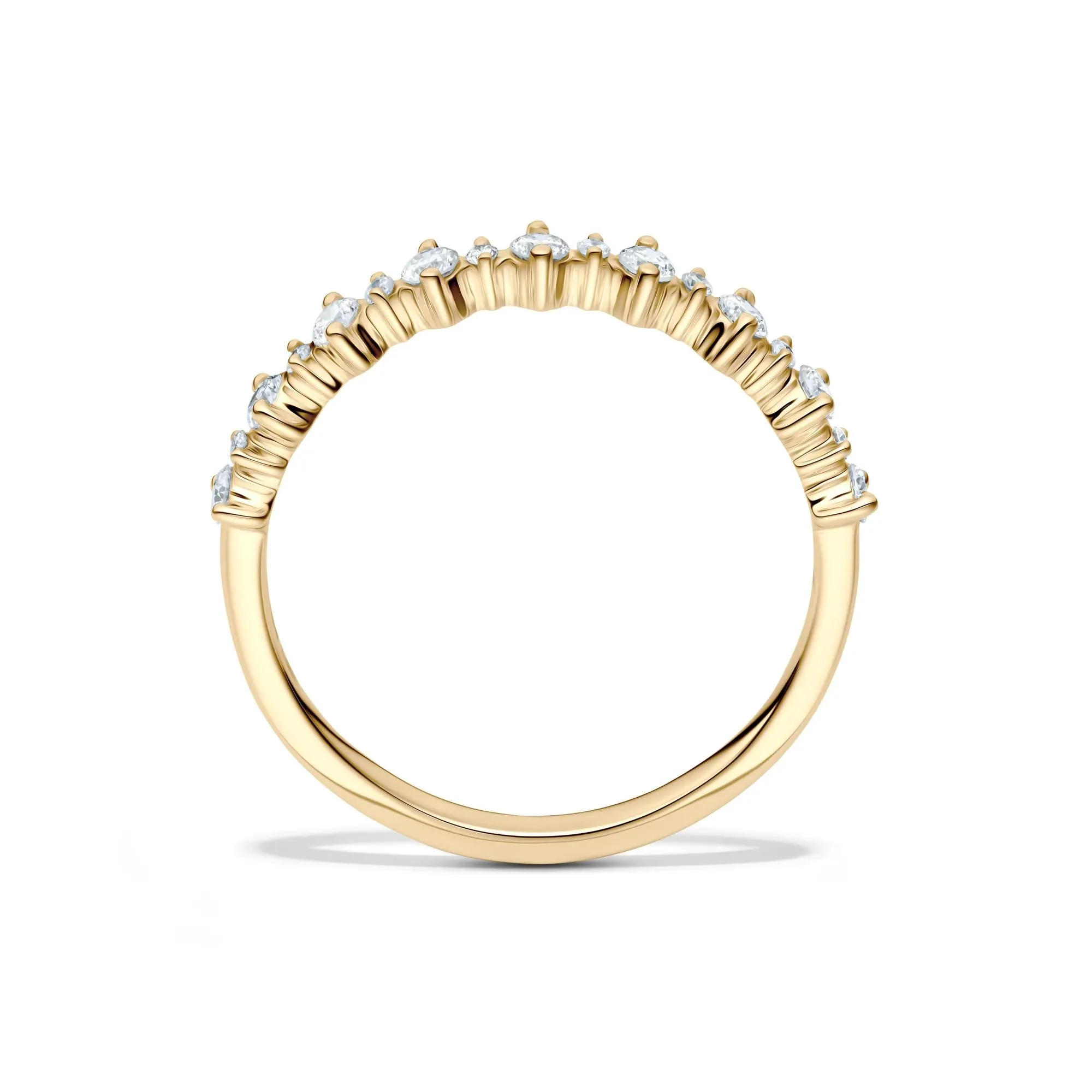 1/4 CT. Tw. Lab Grown Diamond Prong Stack Band Ring 10K Yellow Gold Round Brilliant Cut Size 8 1mm - Image 2