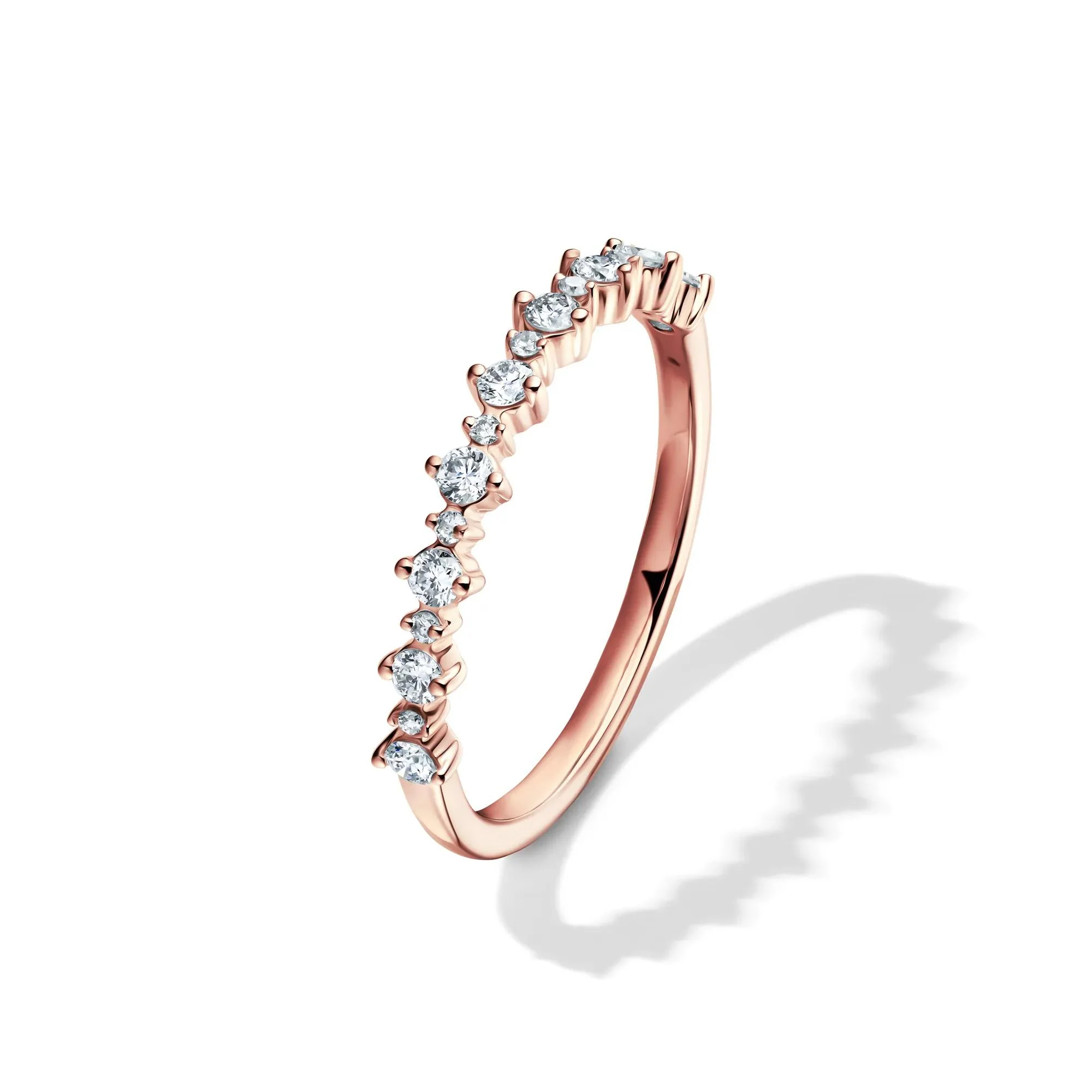 1/4 CT. Tw. Lab Grown Diamond Prong Stack Band Ring 10K Rose Gold Round Brilliant Cut Size 5 1mm - Image 4