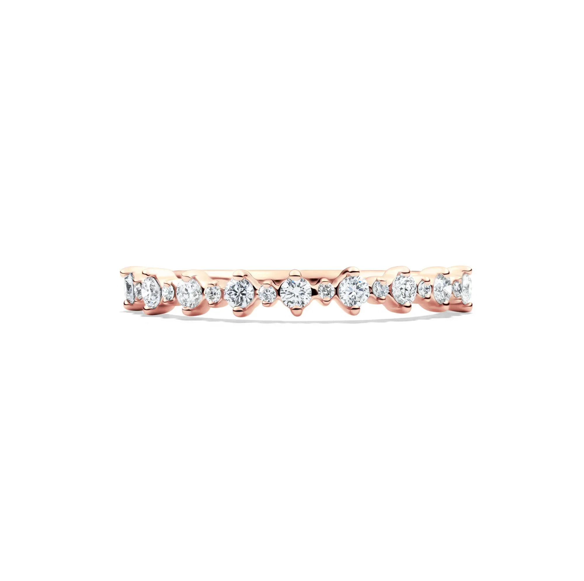 1/4 CT. Tw. Lab Grown Diamond Prong Stack Band Ring 10K Rose Gold Round Brilliant Cut Size 7.5 1mm