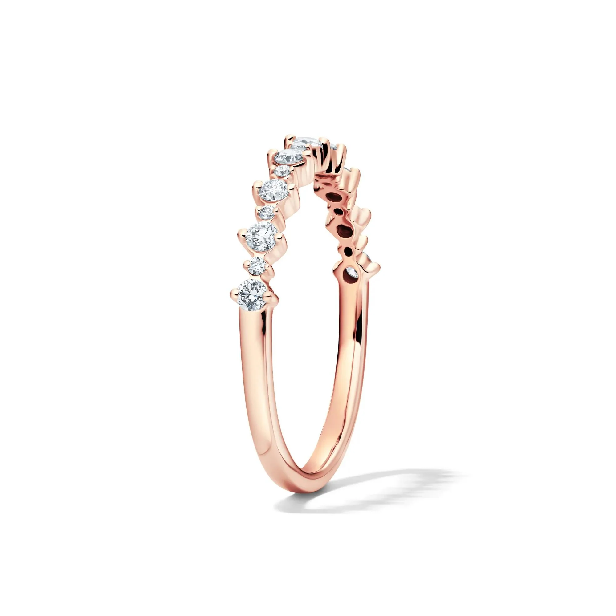 1/4 CT. Tw. Lab Grown Diamond Prong Stack Band Ring 10K Rose Gold Round Brilliant Cut Size 8.5 1mm - Image 3
