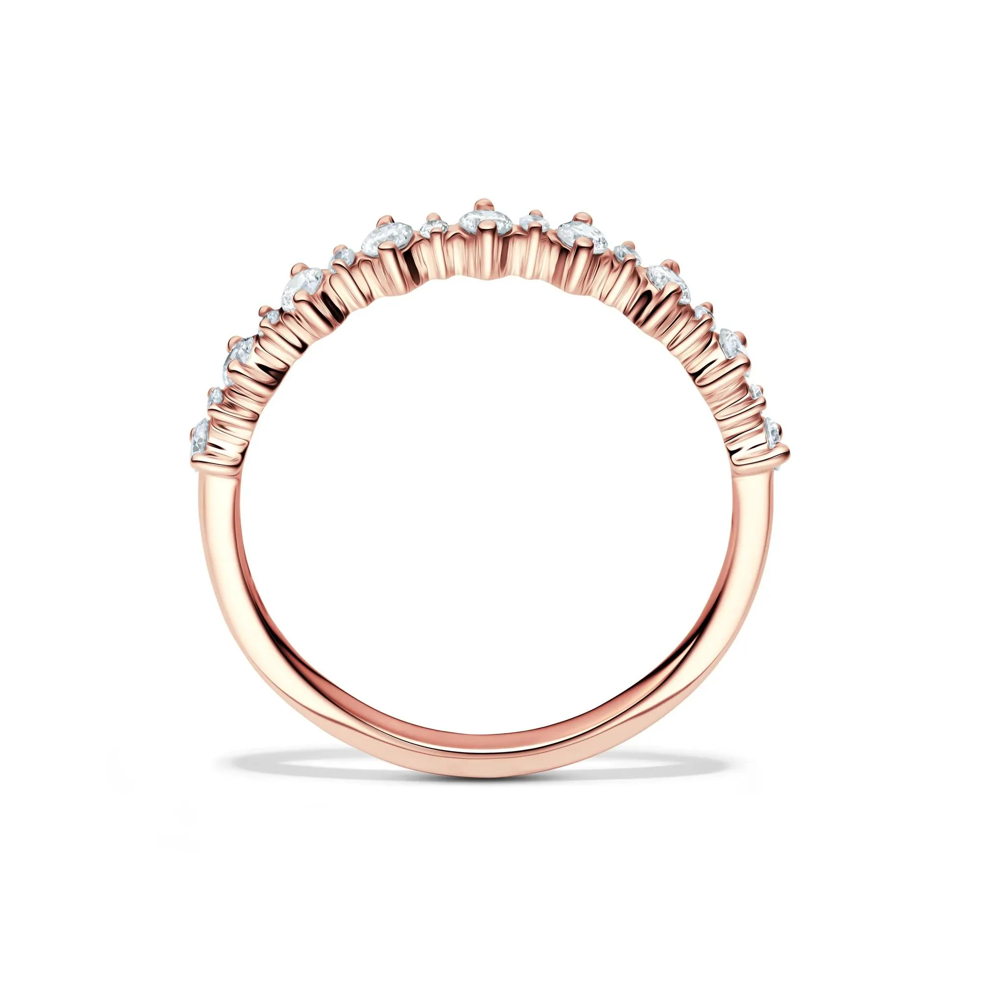 1/4 CT. Tw. Lab Grown Diamond Prong Stack Band Ring 10K Rose Gold Round Brilliant Cut Size 9 1mm - Image 2