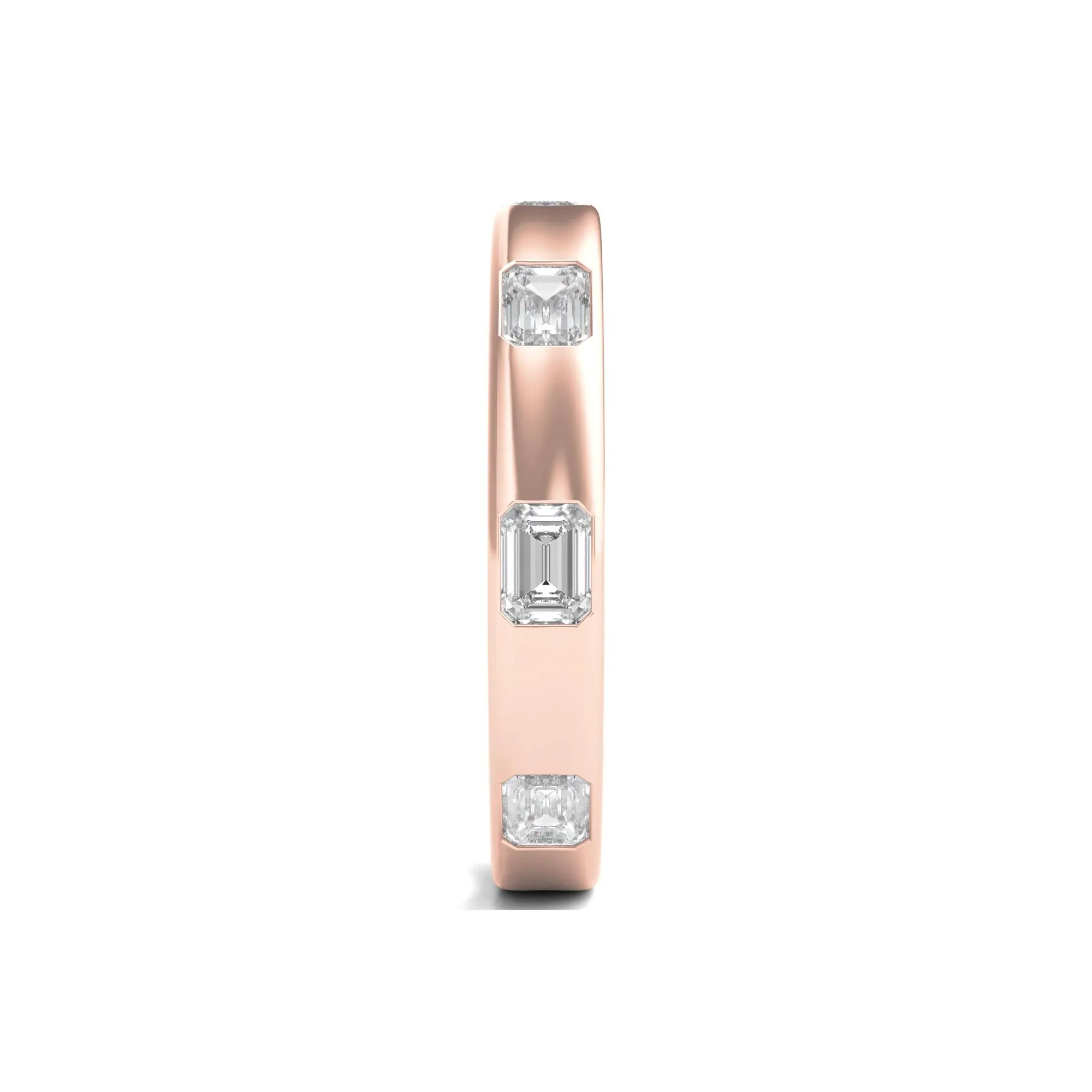 1 CT. Tw. Emerald-Cut Lab Grown Diamond Band Ring 14K Rose Gold Size 8 3.5mm - Image 3