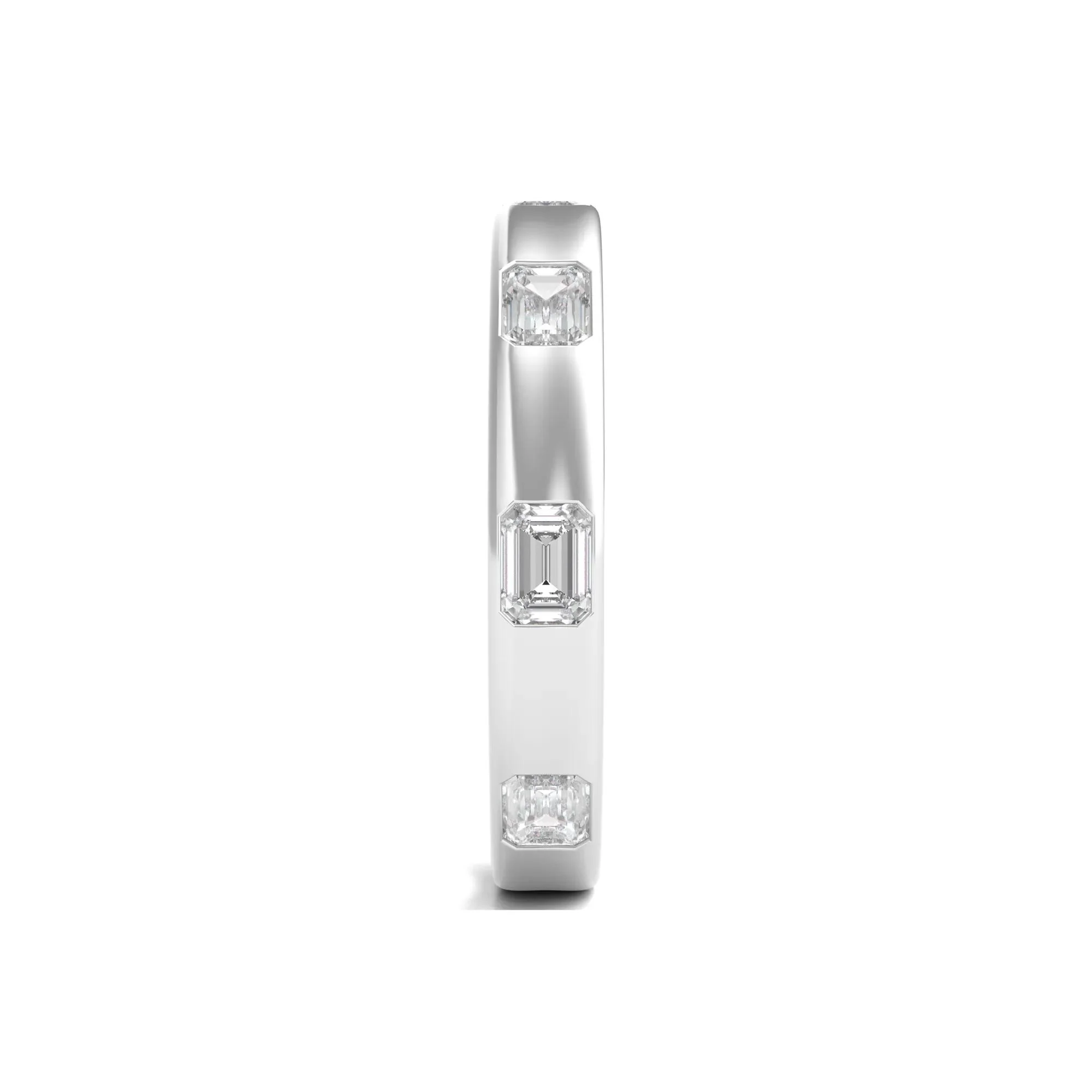 1 CT. Tw. Emerald-Cut Lab Grown Diamond Band Ring 14K White Gold Size 5 3.5mm - Image 3