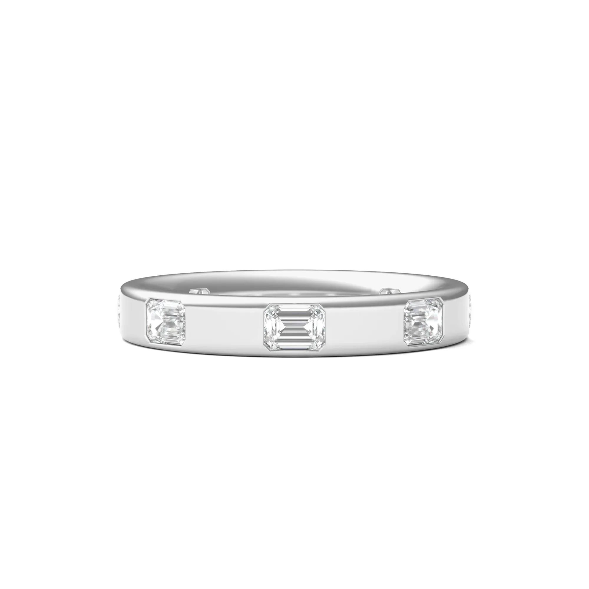 1 CT. Tw. Emerald-Cut Lab Grown Diamond Band Ring 14K White Gold Size 8 3.5mm