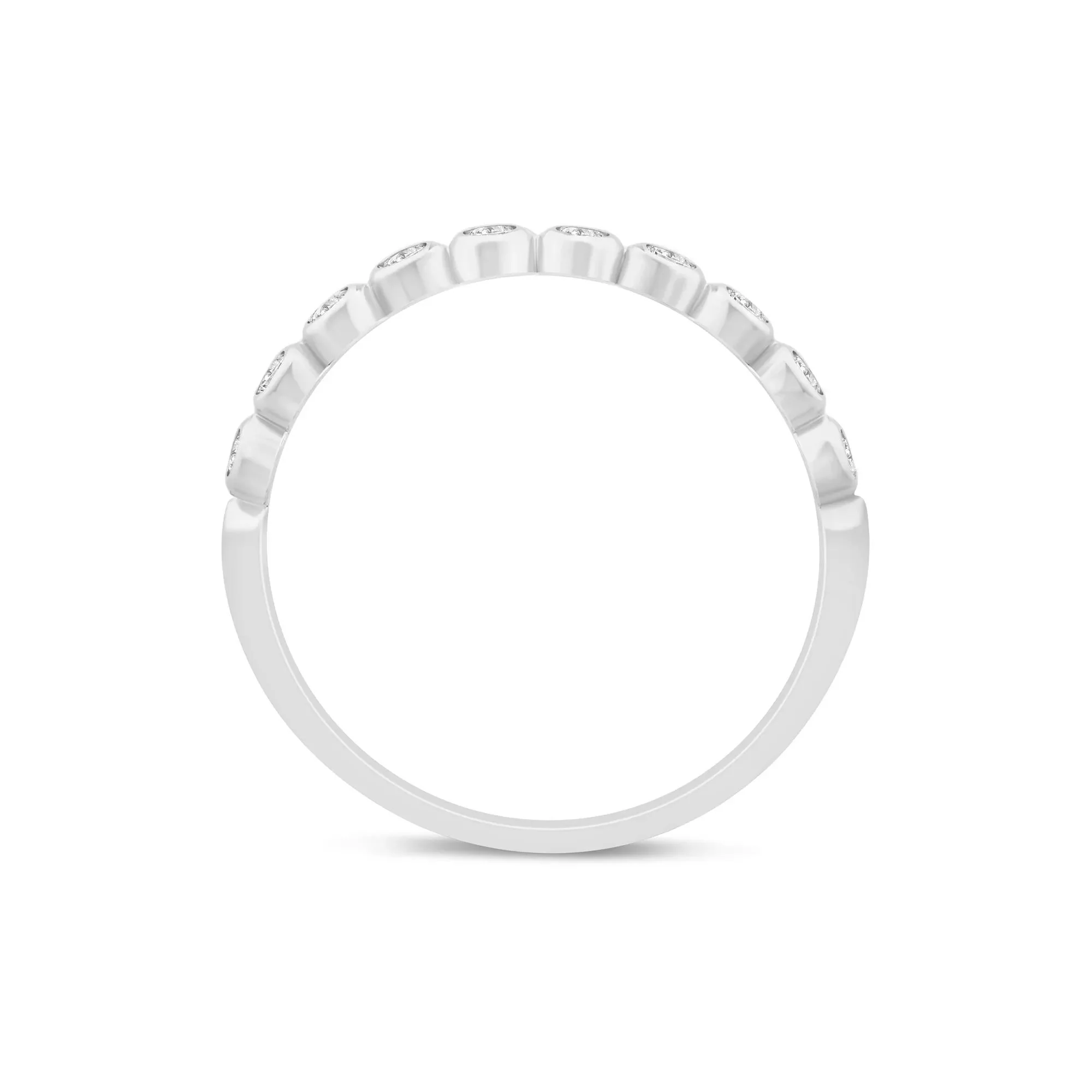 1/4 CT. Tw. Lab Grown Diamond Bezel-Set Stack Band Ring 10K White Gold Size 8 1mm - Image 2