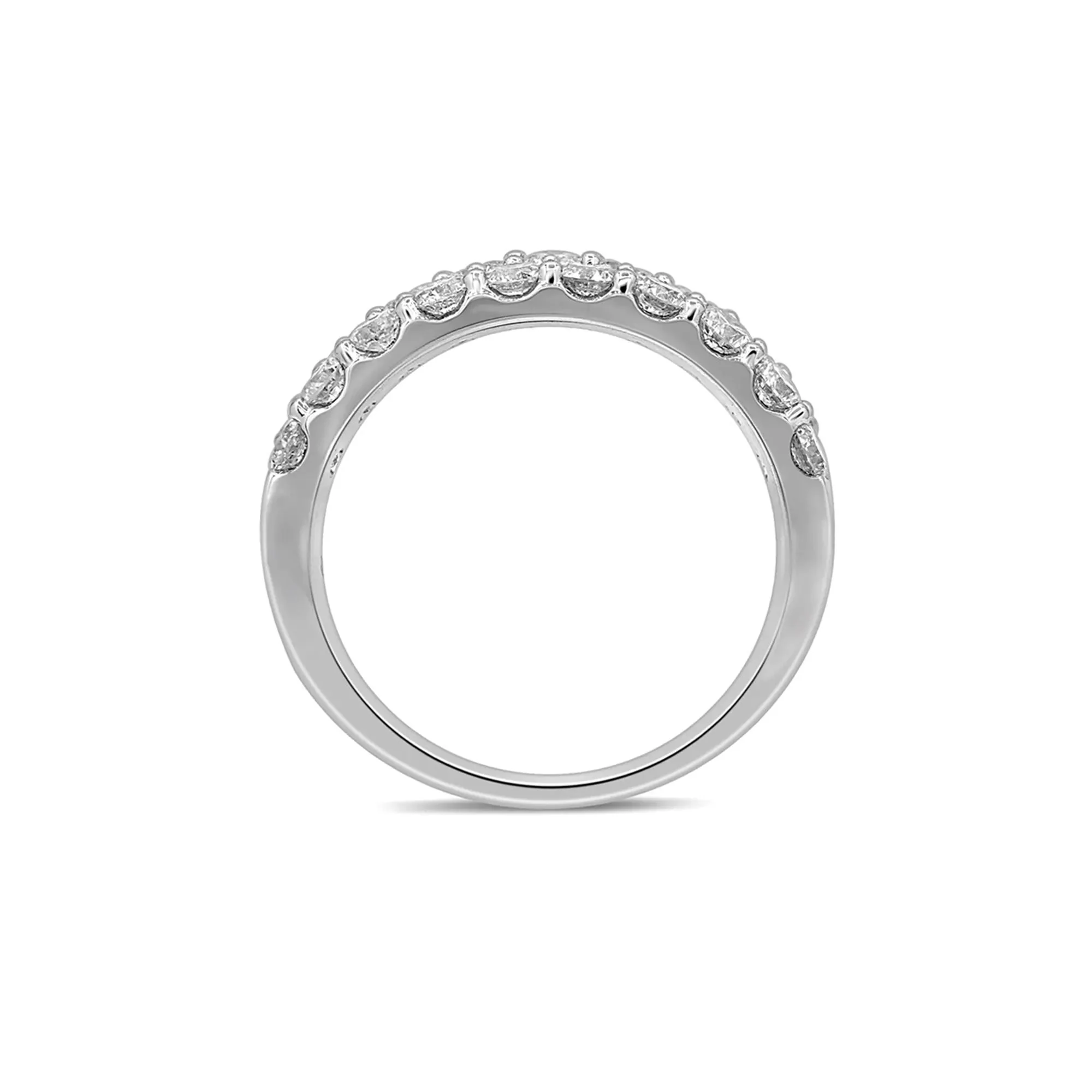 1/2 CT. Tw. Wide Diamond Anniversary Band Ring 14K White Gold Round Brilliant Cut Size 7.5 2mm - Image 2