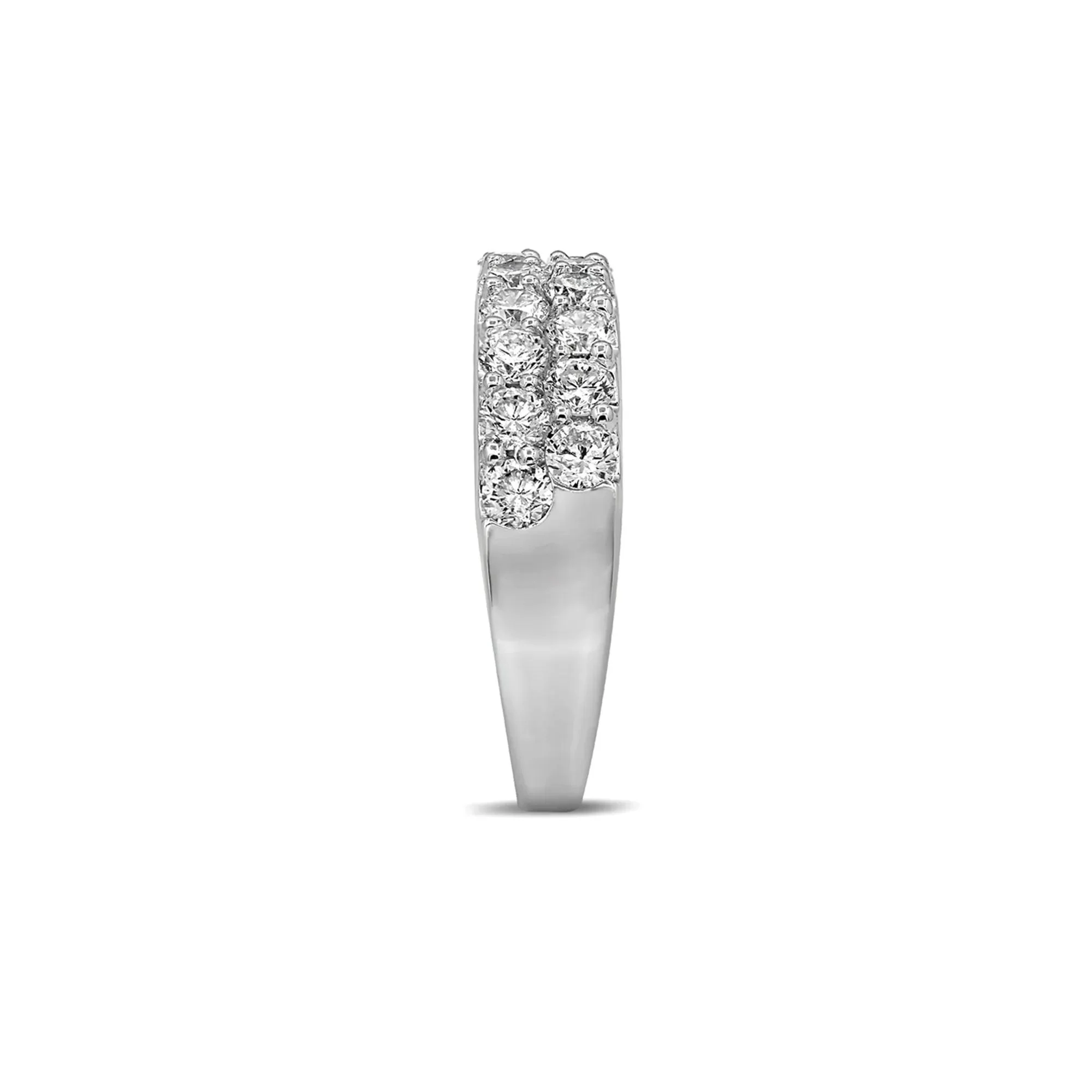 1/2 CT. Tw. Wide Diamond Anniversary Band Ring 14K White Gold Round Brilliant Cut Size 7.5 2mm - Image 3