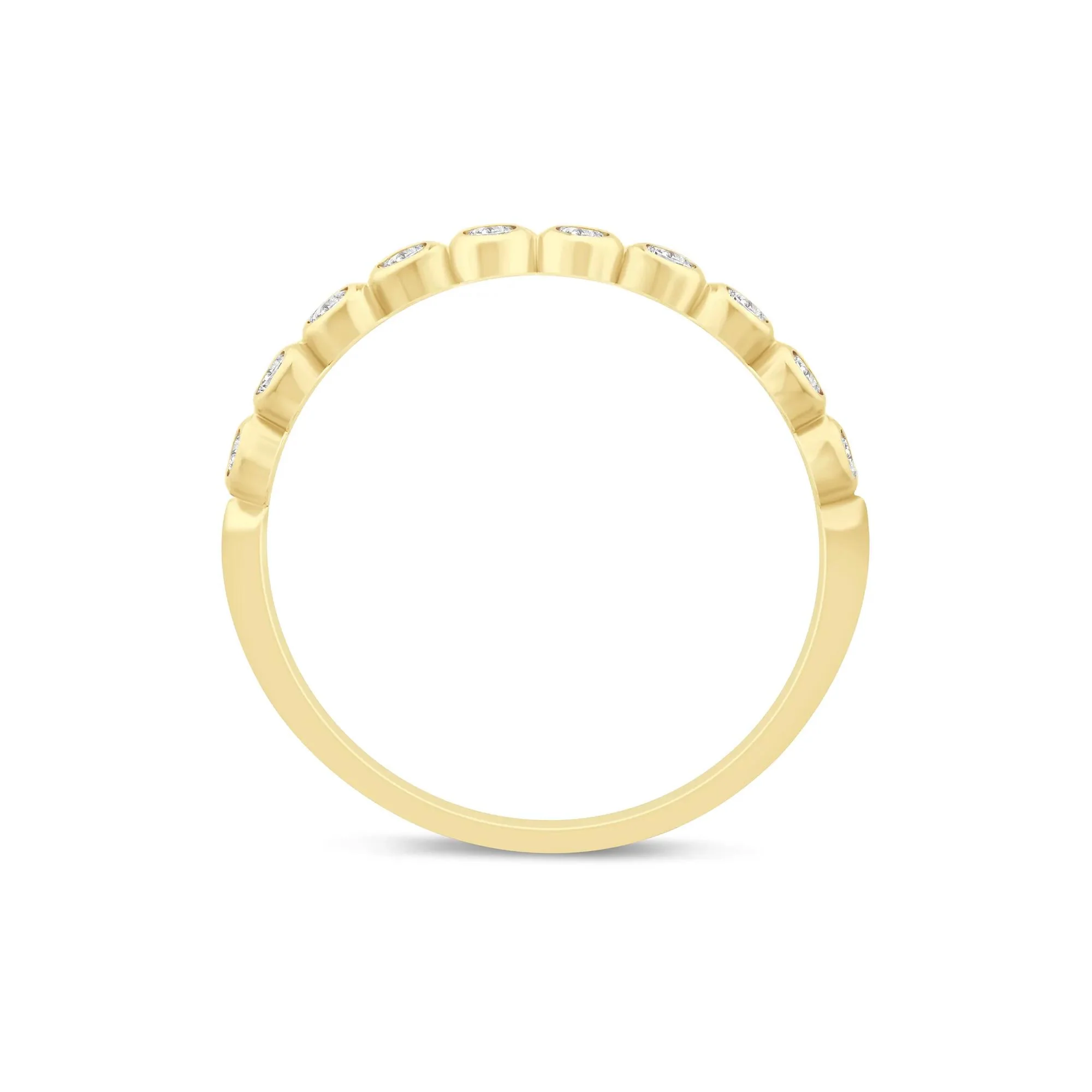 1/4 CT. Tw. Lab Grown Diamond Bezel-Set Stack Band Ring 10K Yellow Gold Size 6.5 1mm - Image 2
