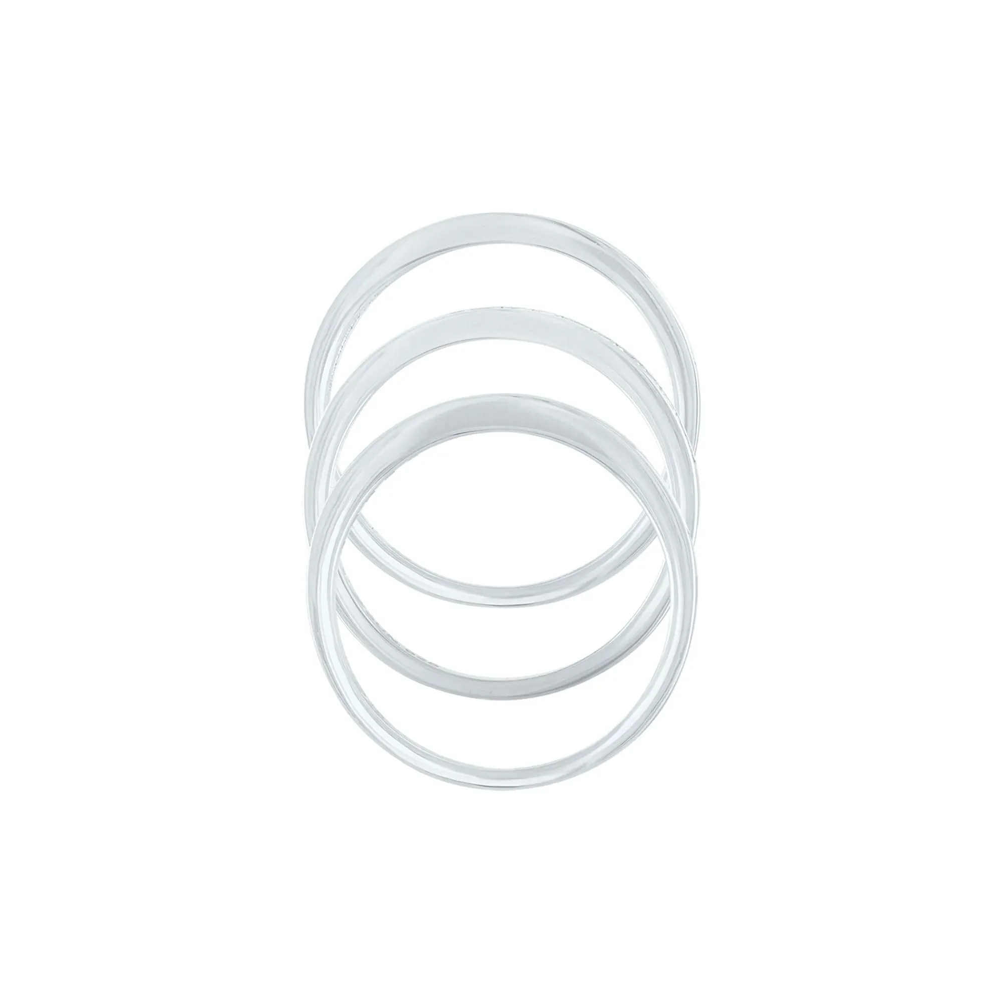 Lab Created White Sapphire Three-Piece Stack Ring Set .925 Sterling Silver Size 7.5 - Image 2