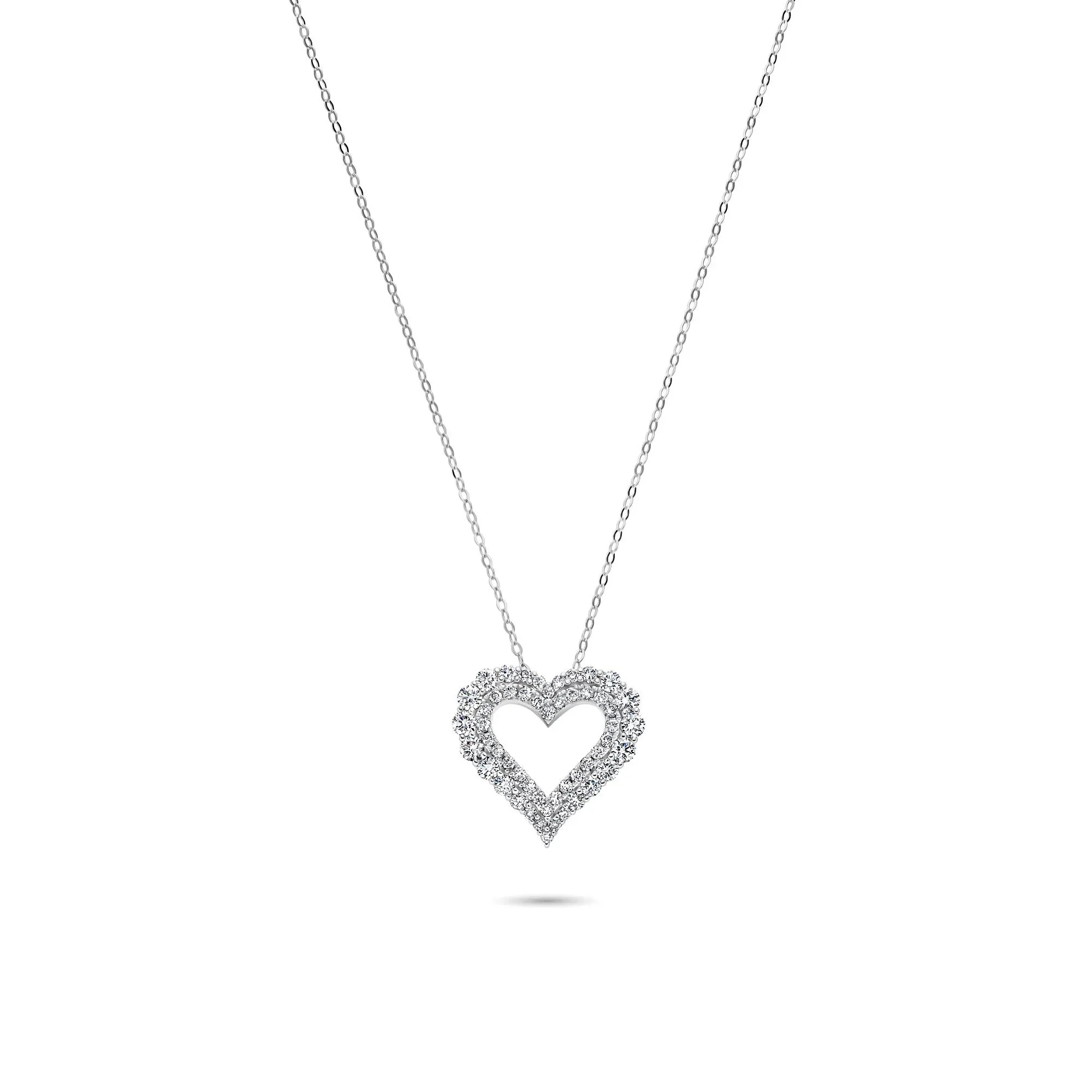 1/4 CT. Tw. Lab Grown Diamond Heart Pendant Necklace 14K White Gold Size 18" - Image 2