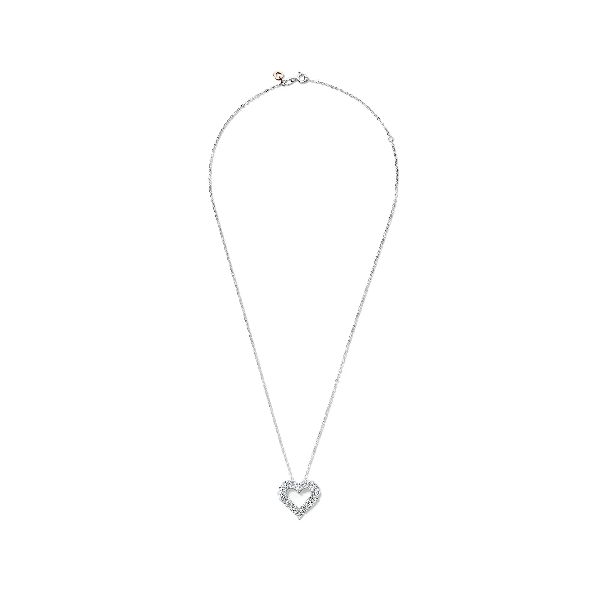 1/4 CT. Tw. Lab Grown Diamond Heart Pendant Necklace 14K White Gold Size 18" - Image 3