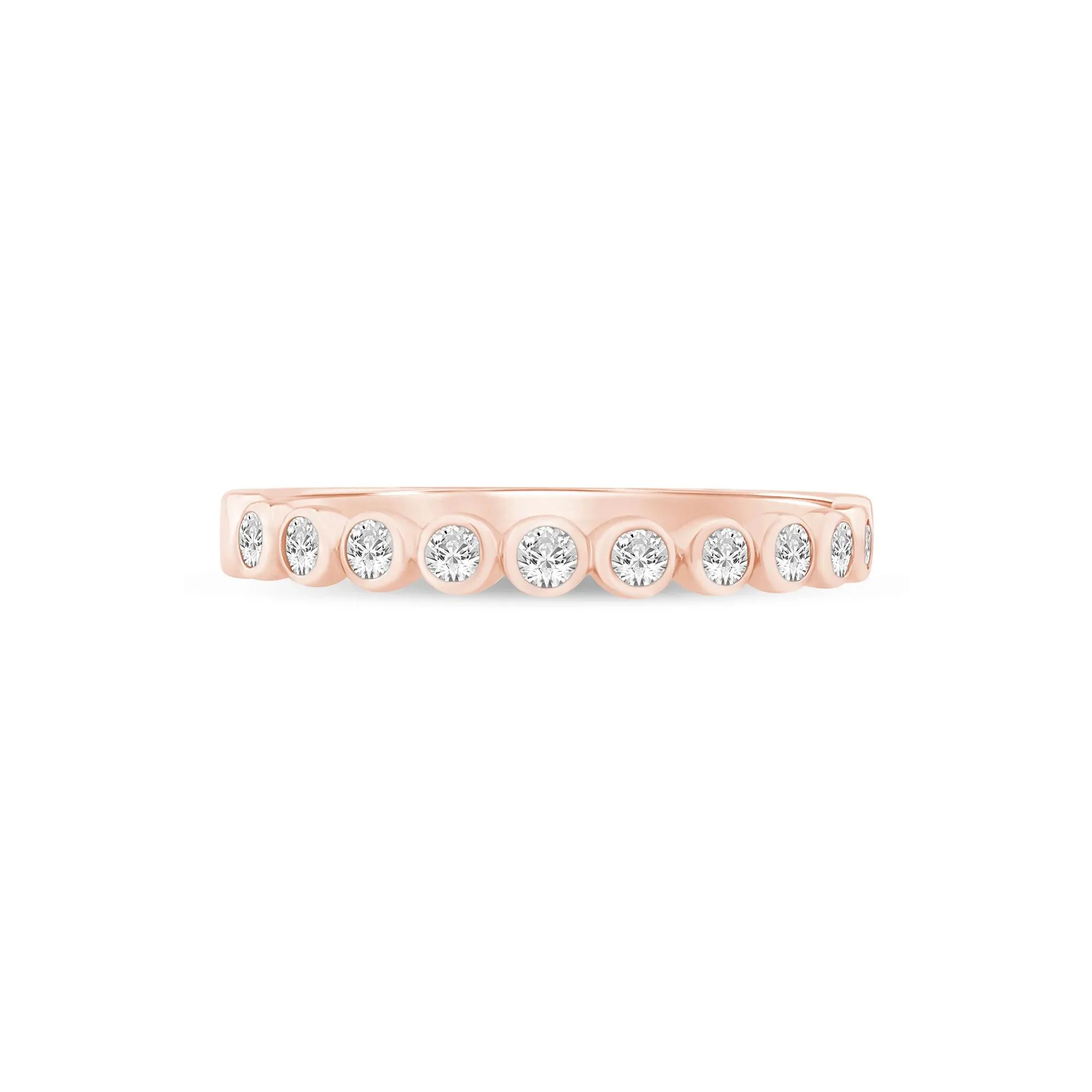 1/4 CT. Tw. Lab Grown Diamond Bezel-Set Stack Band Ring 10K Rose Gold Size 5 1mm