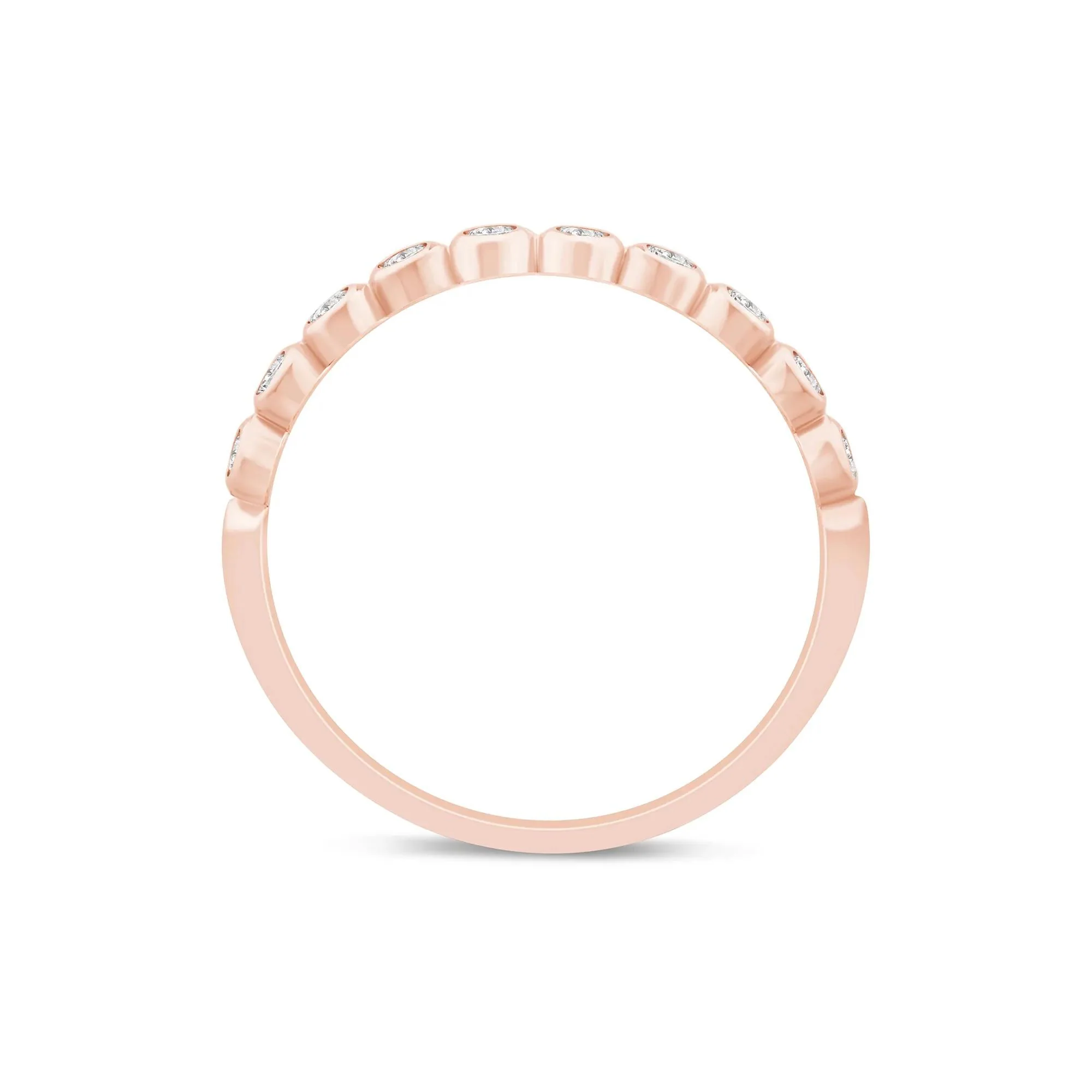 1/4 CT. Tw. Lab Grown Diamond Bezel-Set Stack Band Ring 10K Rose Gold Size 5.5 1mm - Image 2