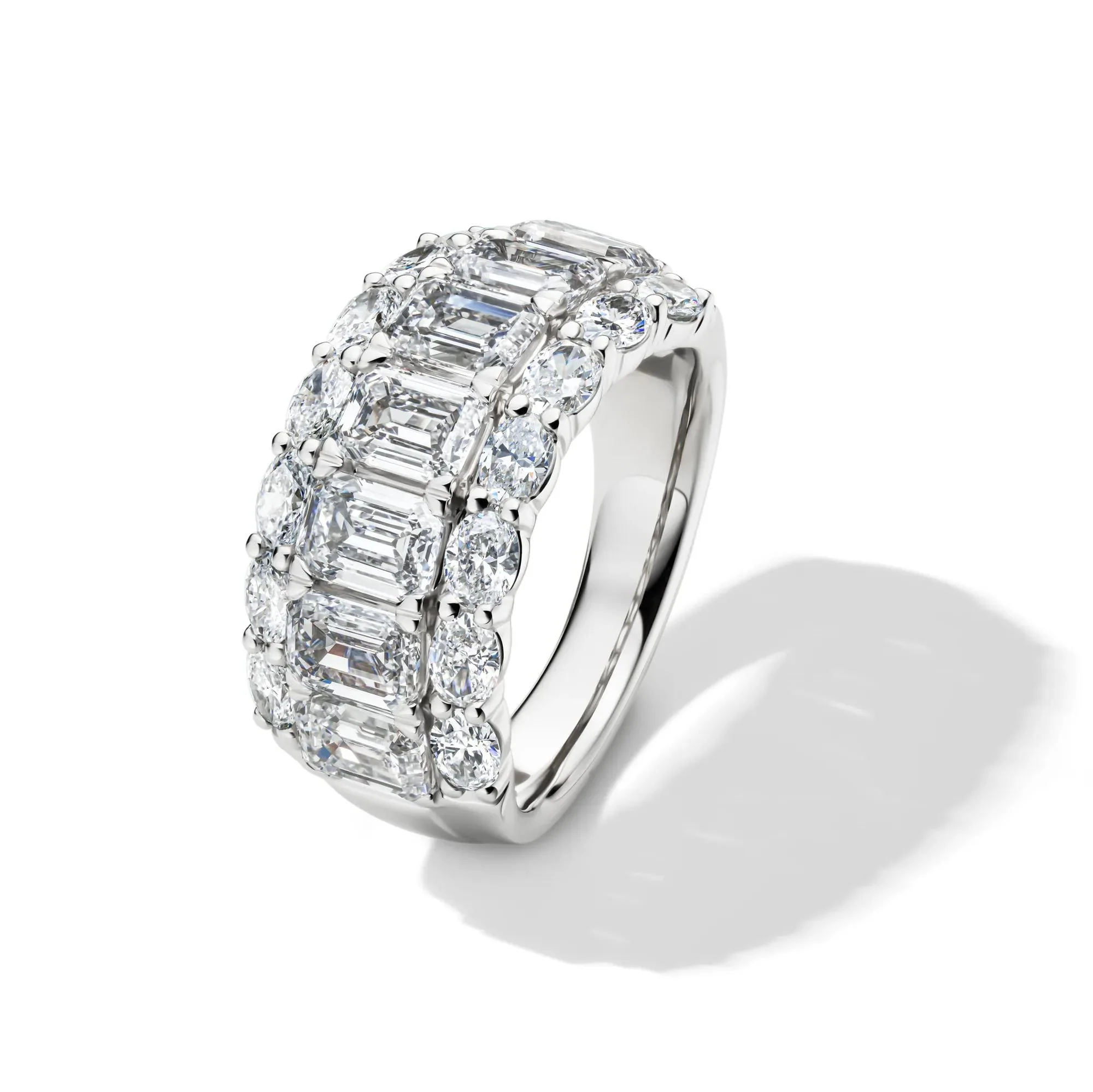5 CT. Tw. Lab Grown Diamond Multi-Row Band Ring 14K White Gold Size 7 11mm - Image 4