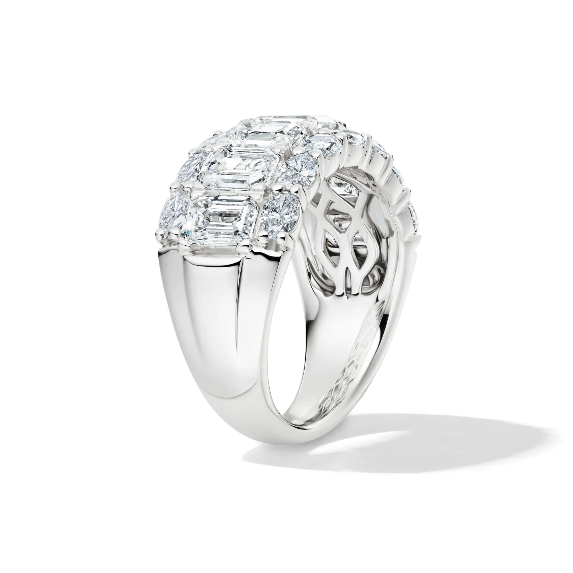 5 CT. Tw. Lab Grown Diamond Multi-Row Band Ring 14K White Gold Size 9 11mm - Image 3