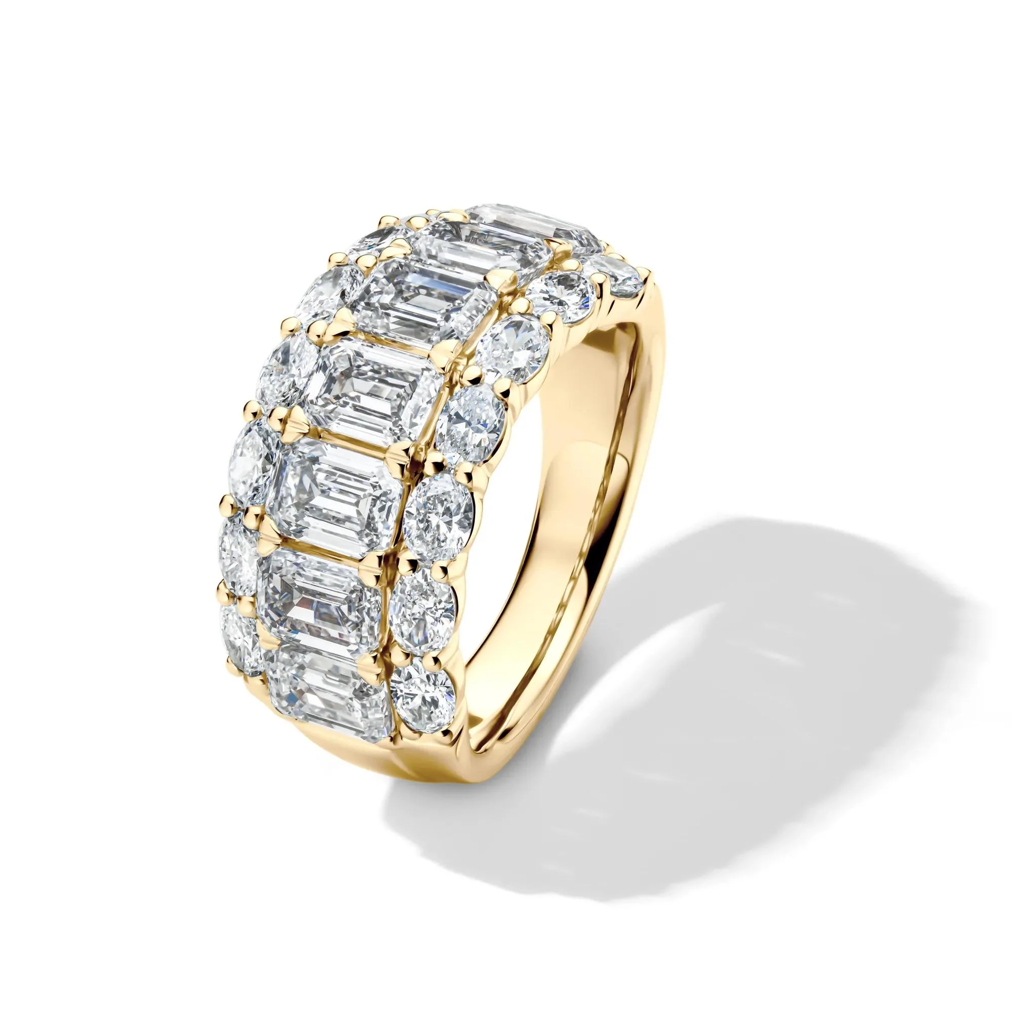 5 CT. Tw. Lab Grown Diamond Multi-Row Band Ring 14K Yellow Gold Size 6.5 11mm - Image 4