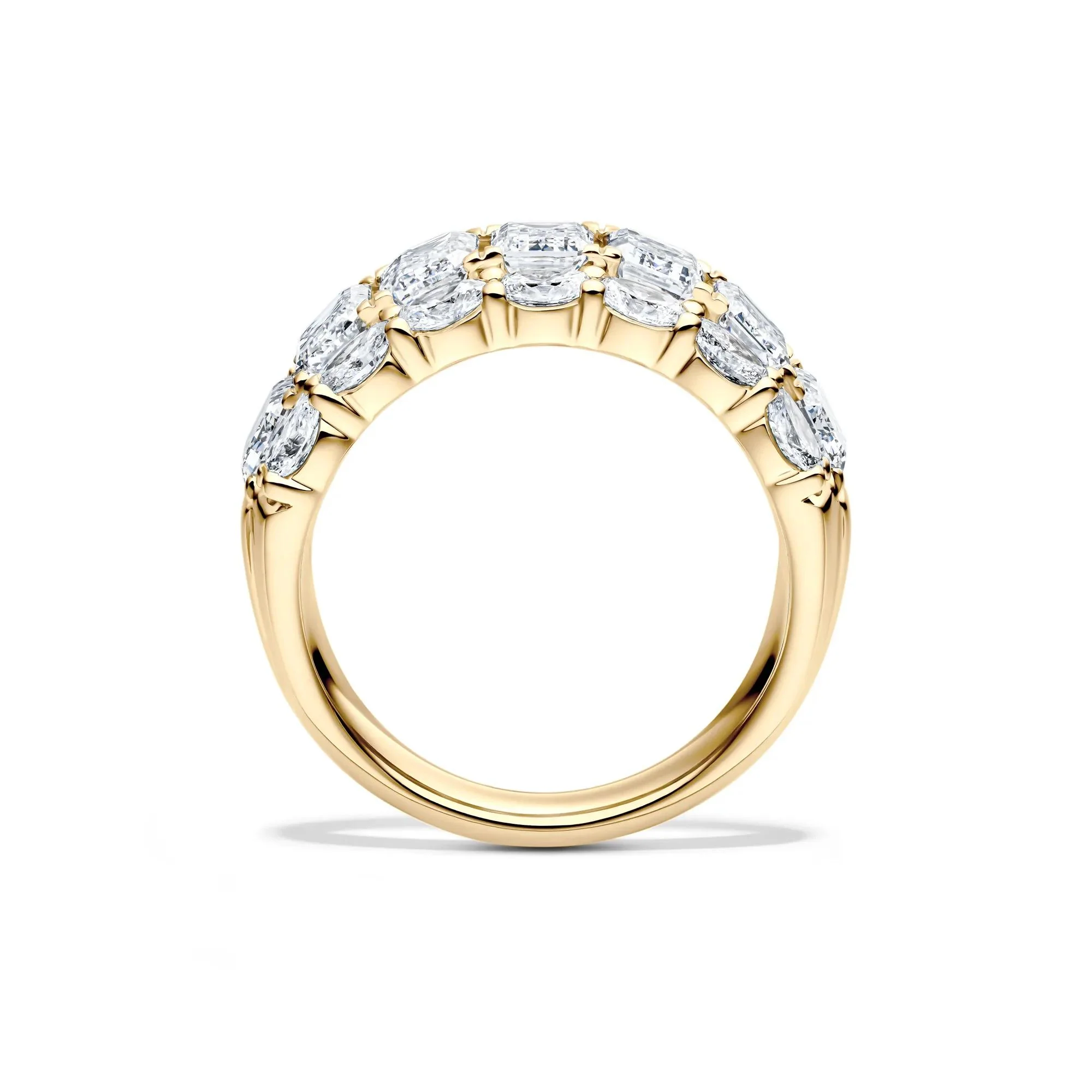 5 CT. Tw. Lab Grown Diamond Multi-Row Band Ring 14K Yellow Gold Size 7 11mm - Image 2