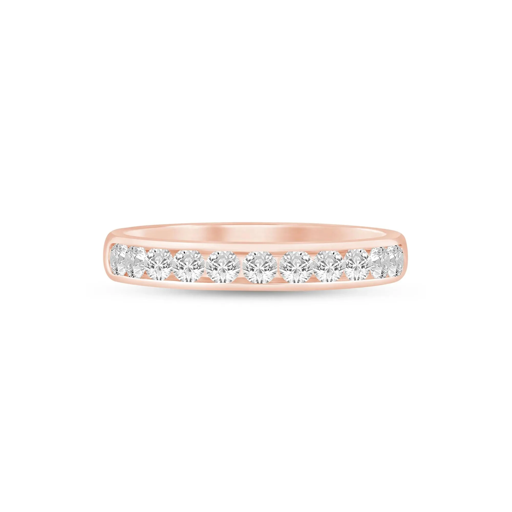 1/2 CT. Tw. Lab Grown Diamond Channel-Set Band Ring 14K Rose Gold Size 8.5 3mm