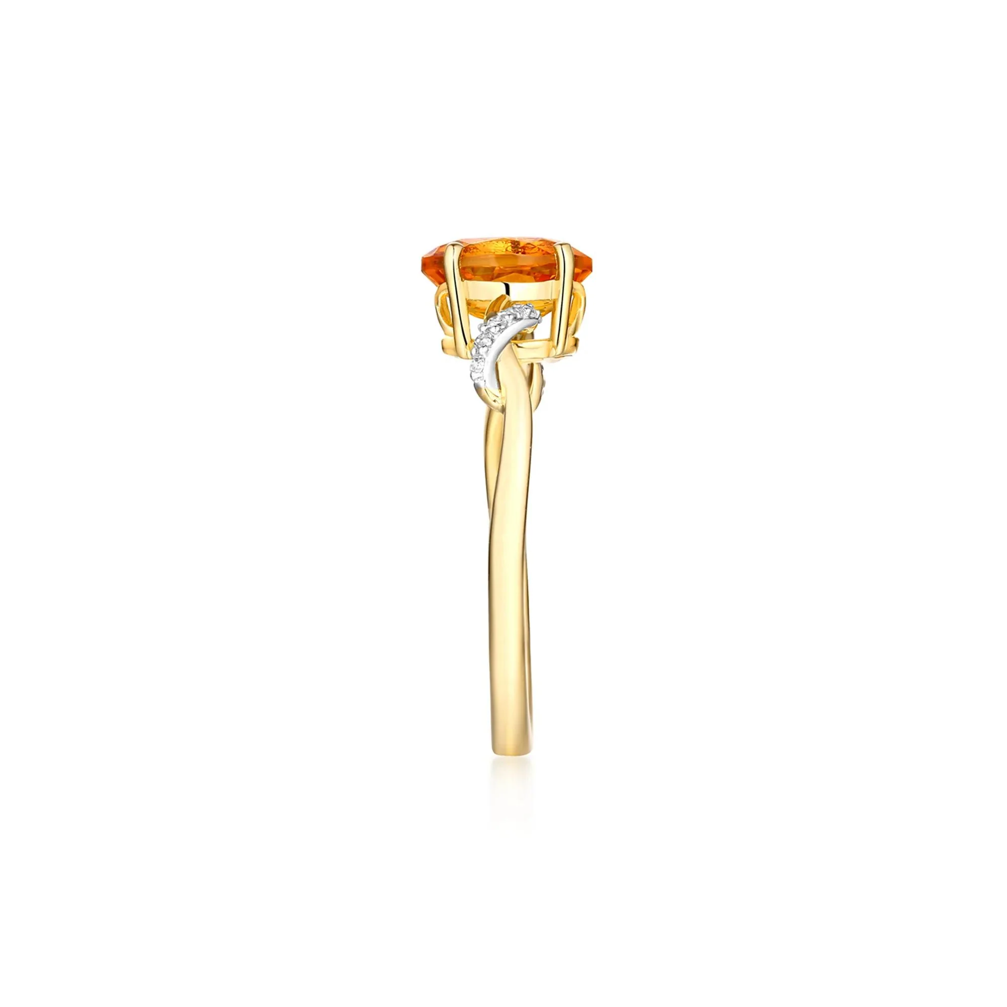 Citrine & Diamond Ring 10K Yellow Gold Size 5 - Image 3