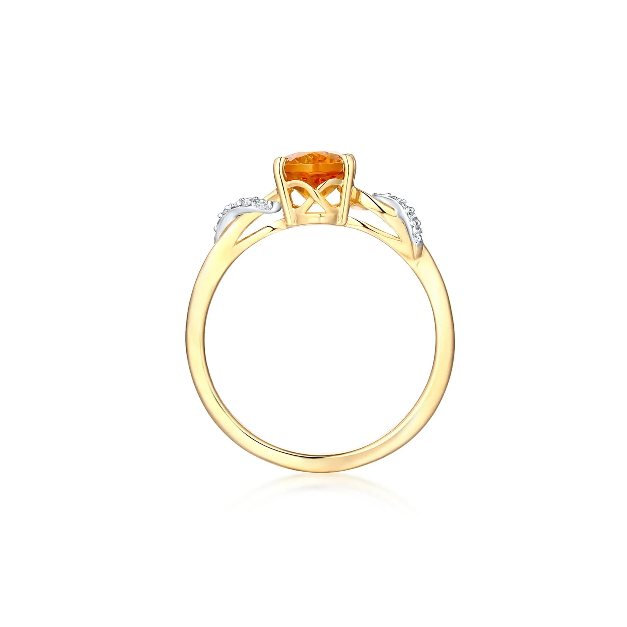 Citrine & Diamond Ring 10K Yellow Gold Size 7 - Image 2