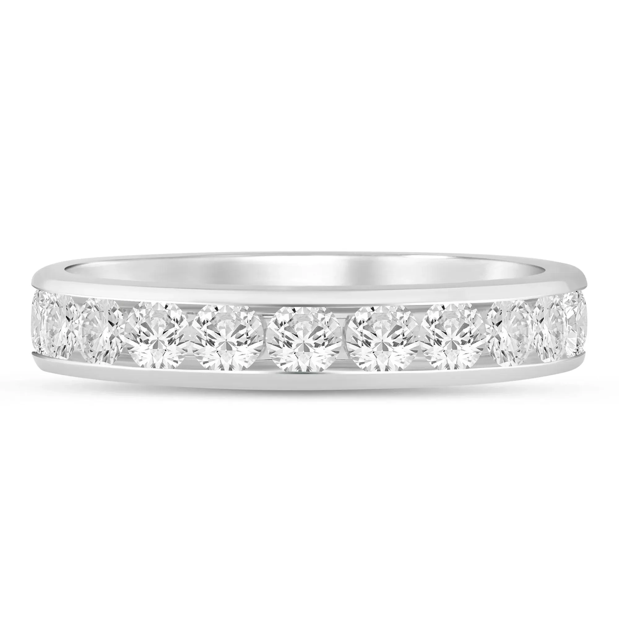 1 CT. Tw. Lab Grown Diamond Channel-Set Band Ring 14K White Gold Size 6.5 3.5mm