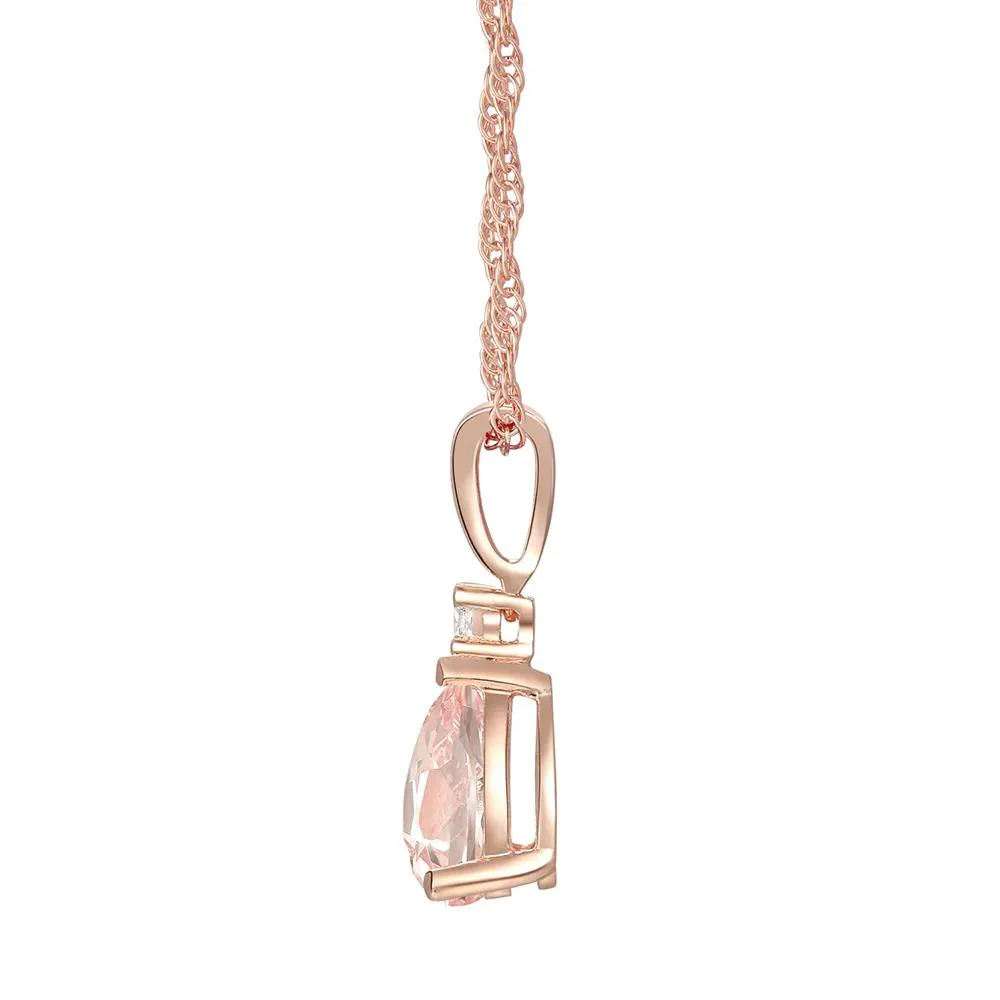 Morganite & Diamond Accent Pendant Necklace & Earrings Boxed Set 10K Rose Gold Size 18" - Image 4